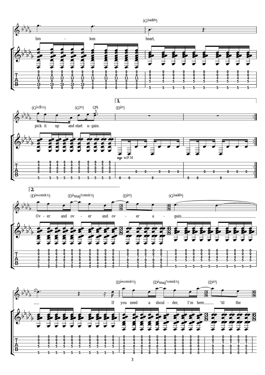 Pick Up Your Broken Heart Electric Guitar scores gallery preview page 3