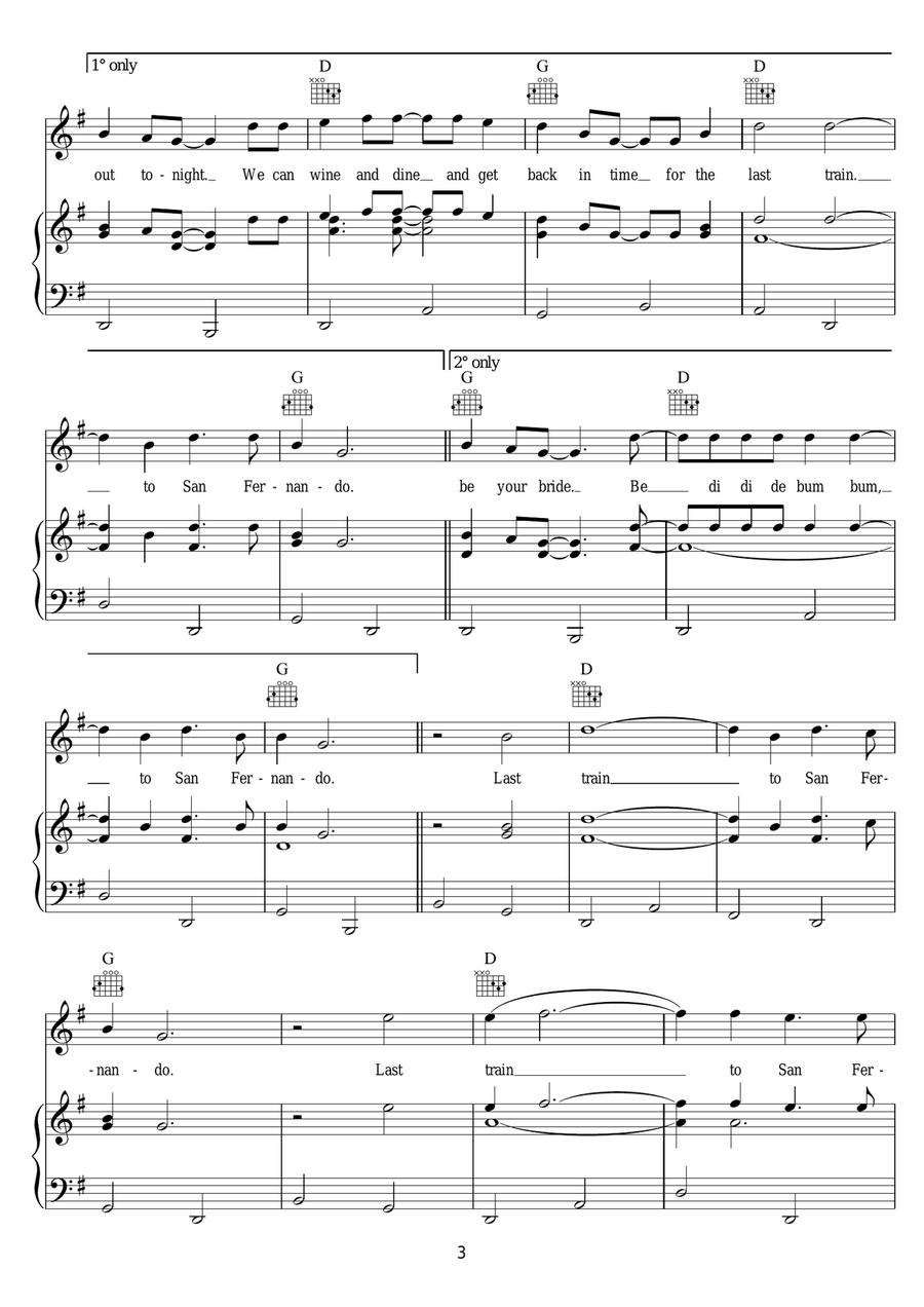 Last Train To San Fernando Piano, Vocal scores gallery preview page 3