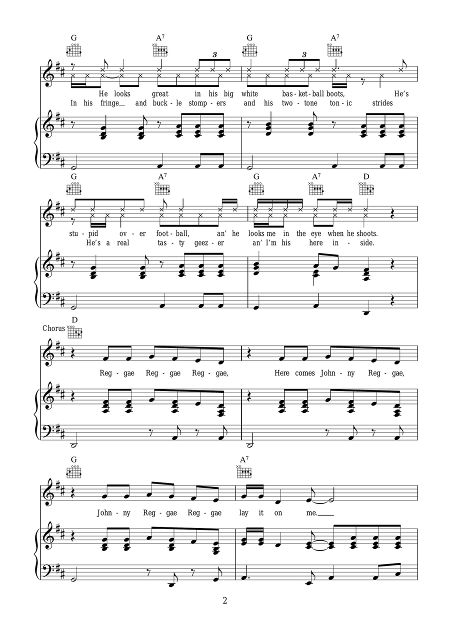 Johnny Reggae Piano, Vocal scores gallery preview page 2