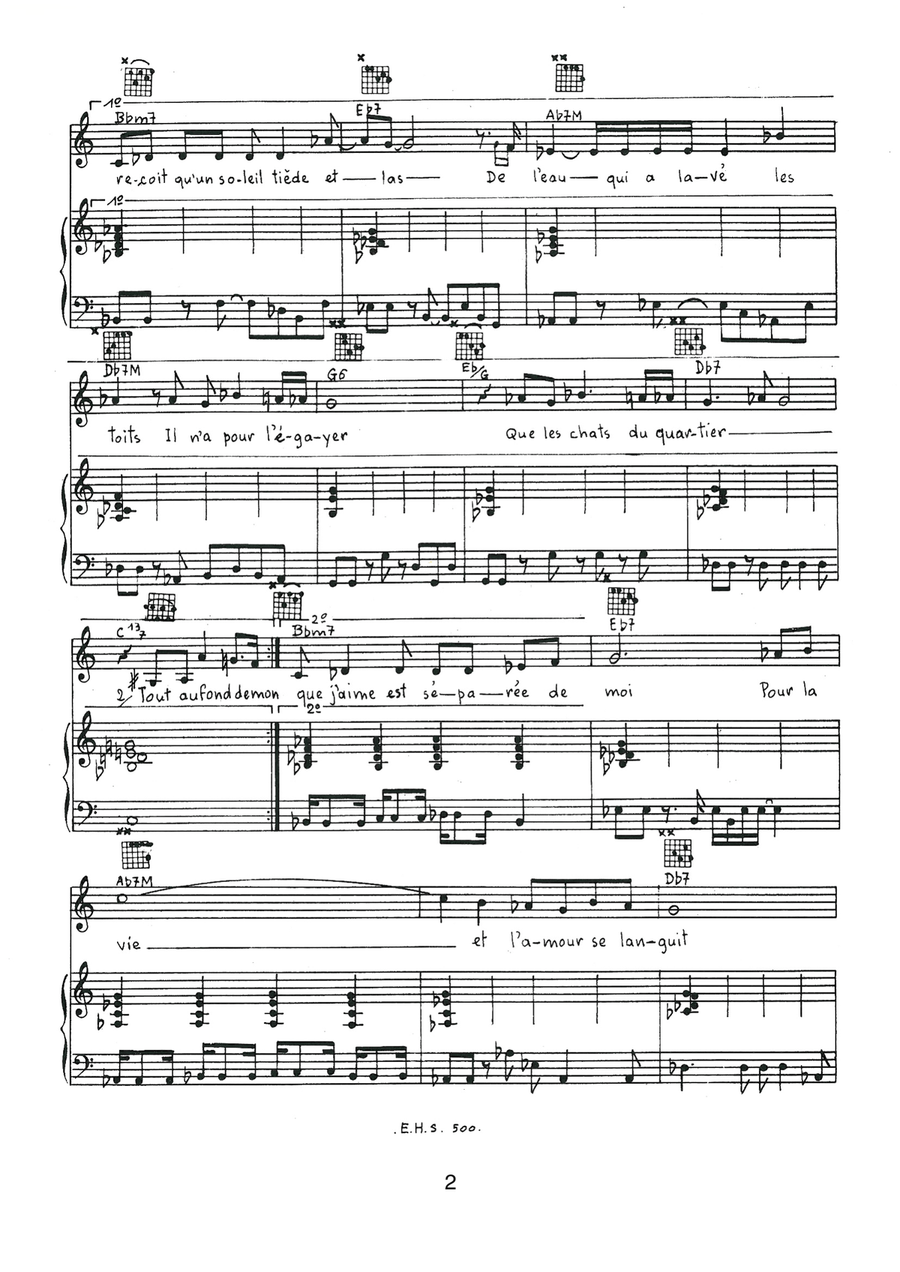 Tout Au Fond De Mon Coeur Piano, Vocal scores gallery preview page 2