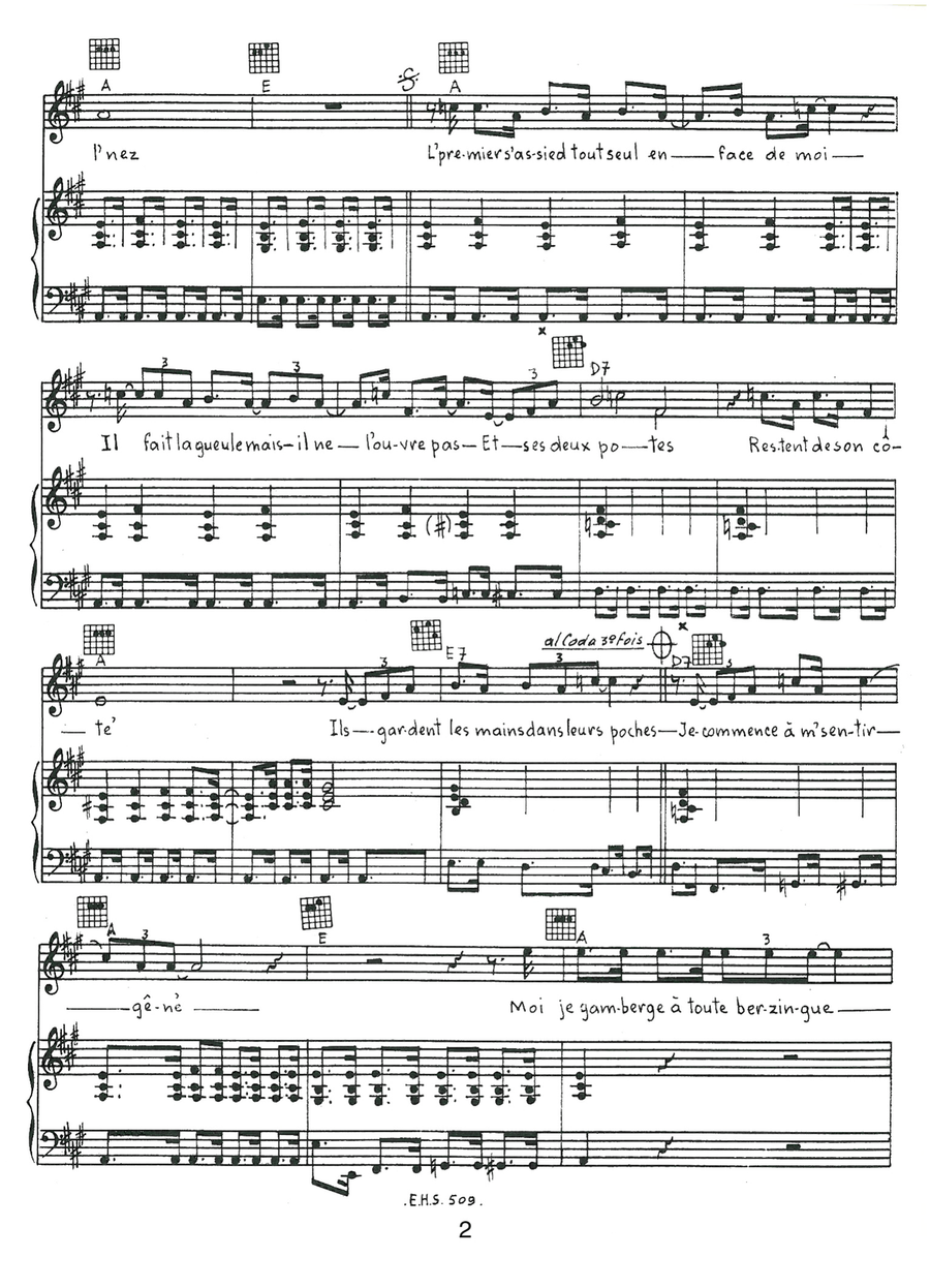 Derouillade Blues Piano, Vocal scores gallery preview page 2