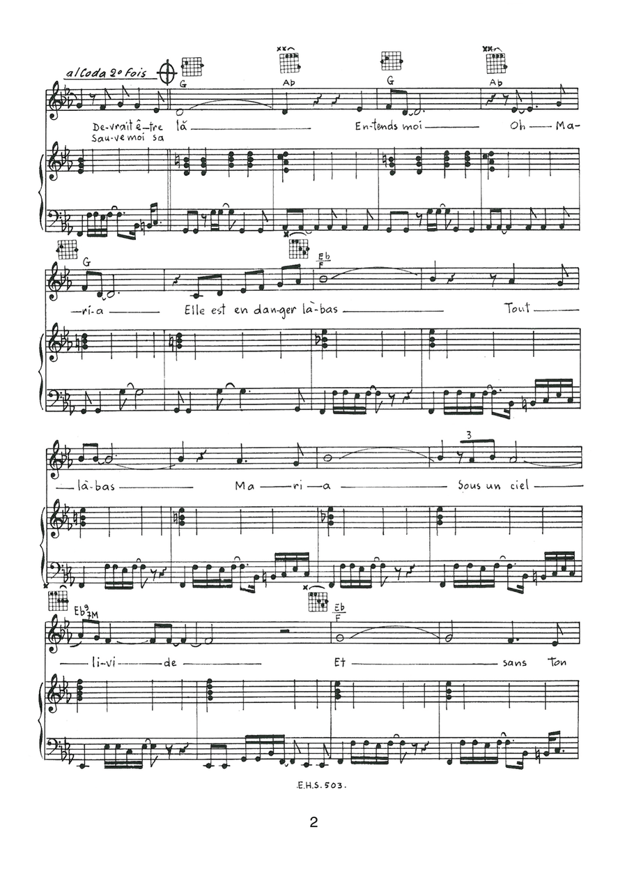 Ave Maria Des Pecheurs Piano, Vocal scores gallery preview page 2