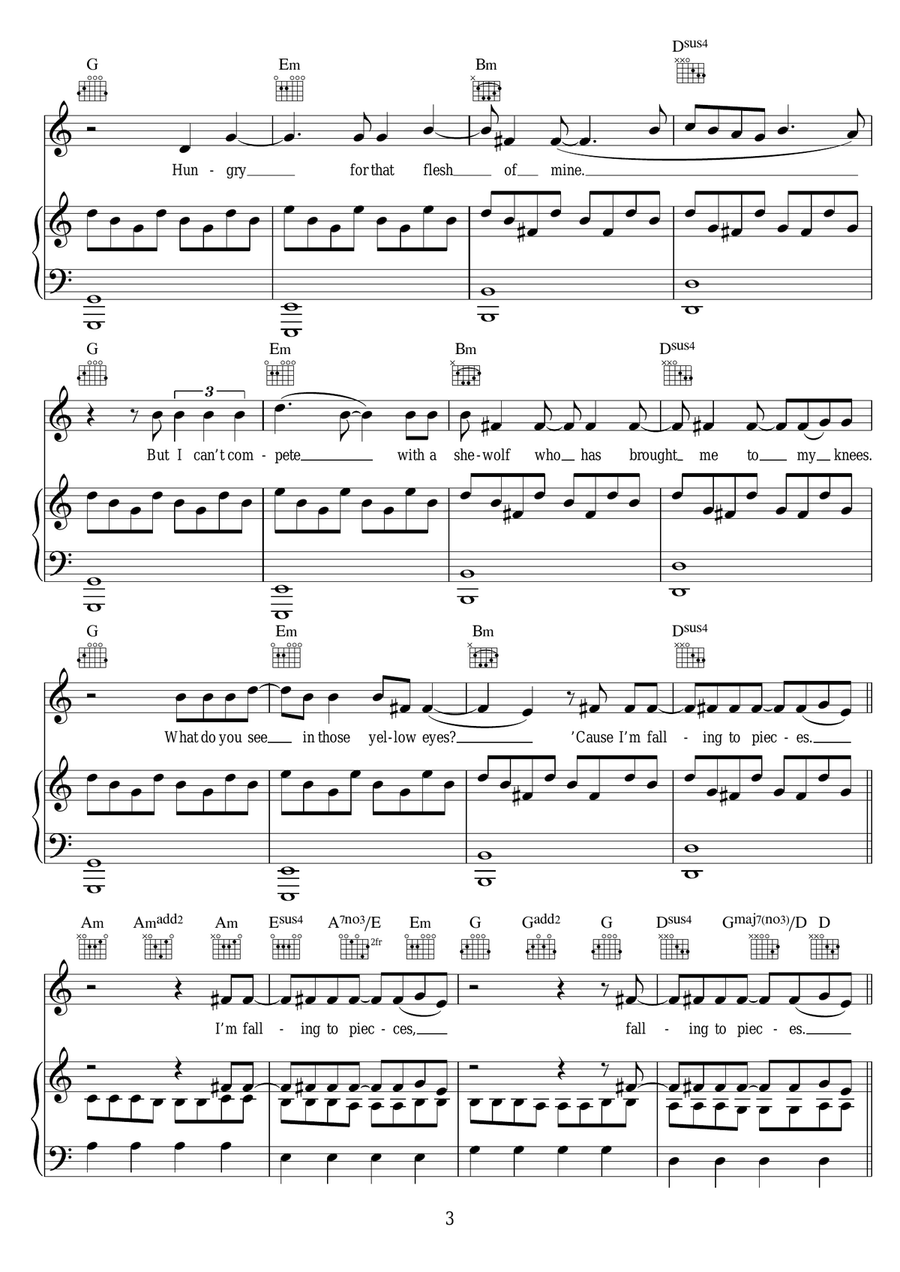 She Wolf (Falling To Pieces) (featuring Sia) Piano, Vocal scores gallery preview page 3