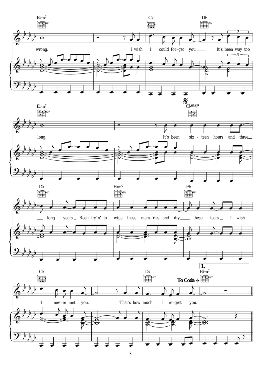 I Wish I Never Met You I Wish I Never Met You Piano, Vocal scores gallery preview page 3