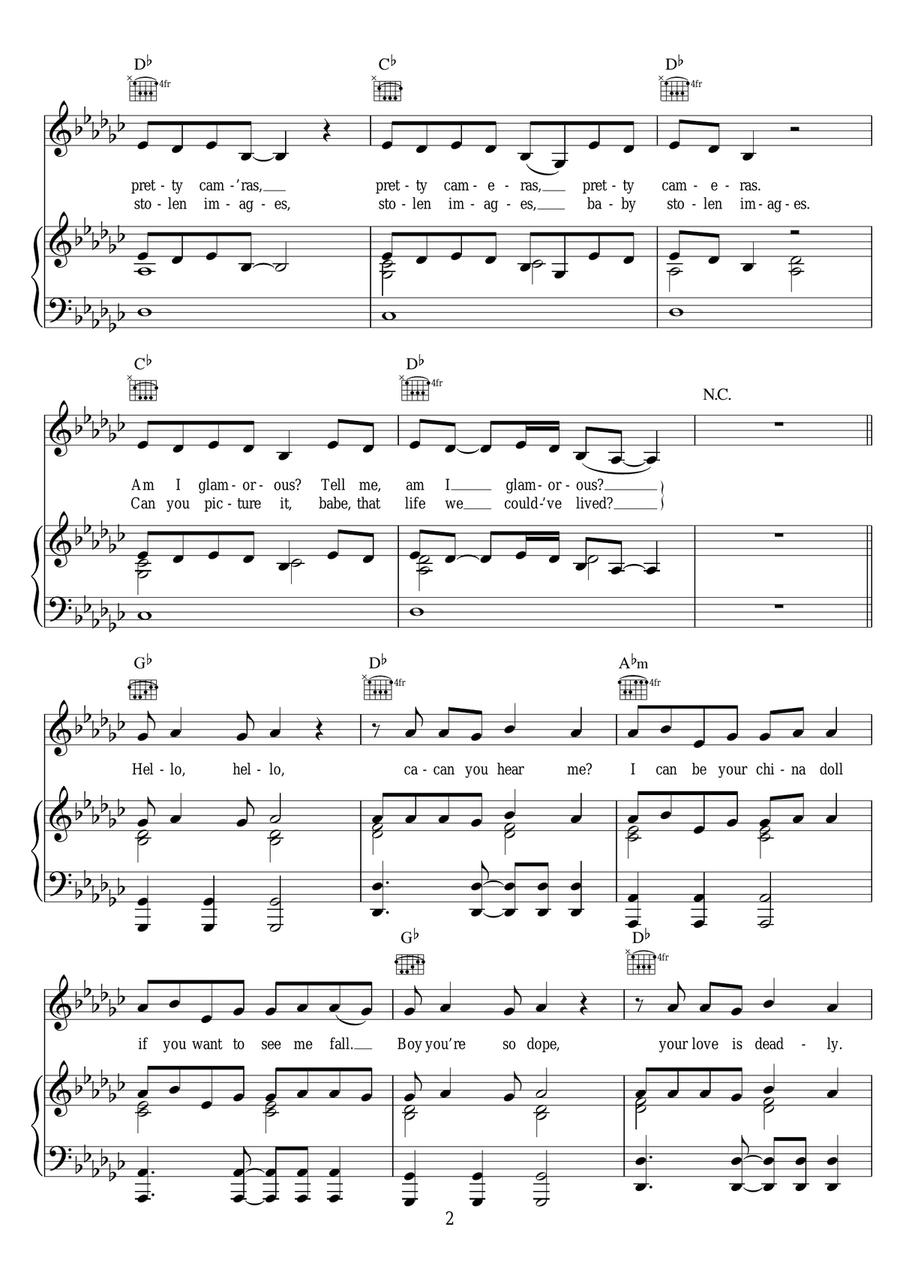Without You Without You Piano, Vocal scores gallery preview page 2