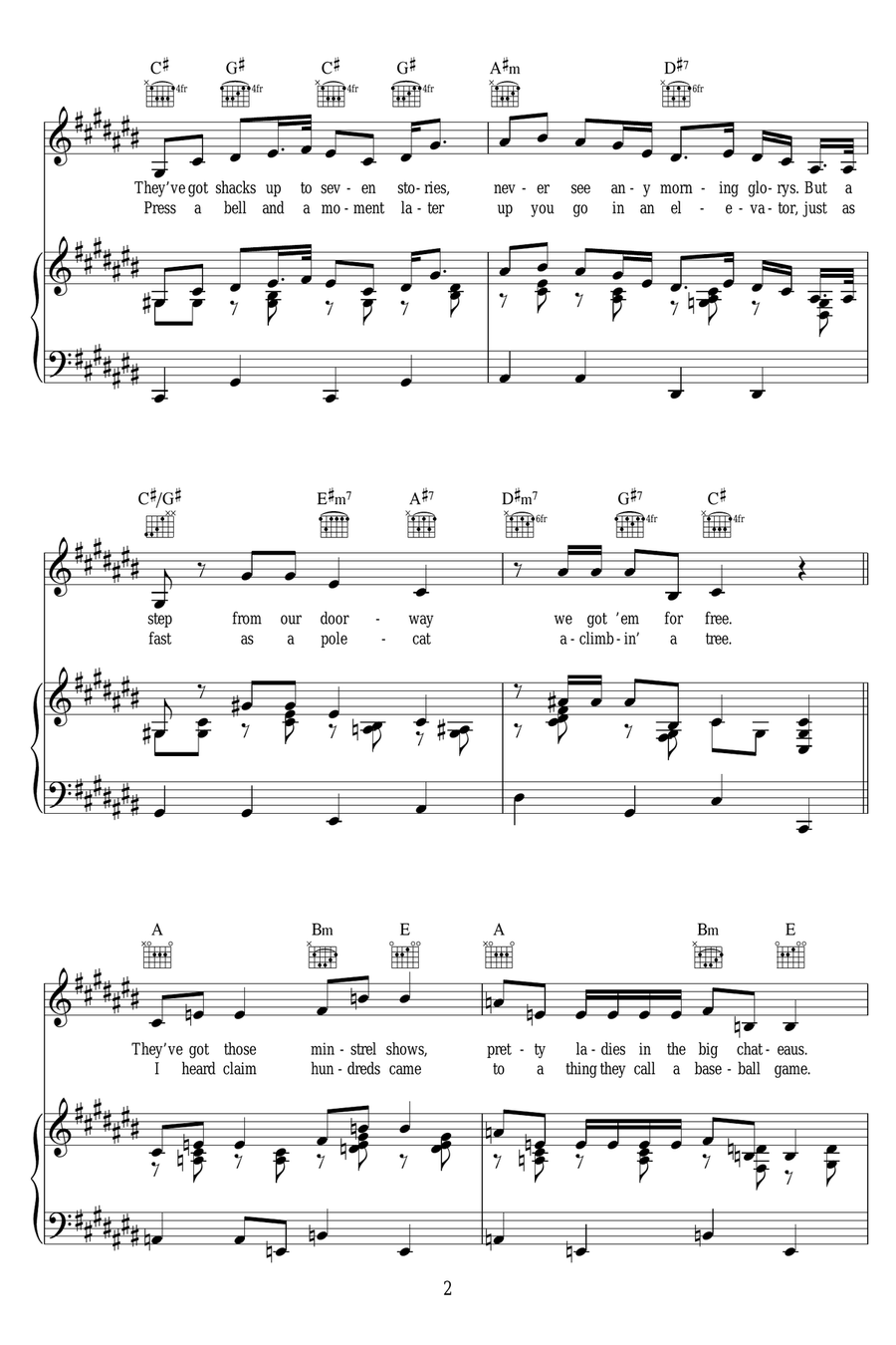 Just Blew In From The Windy City Piano, Vocal scores gallery preview page 2