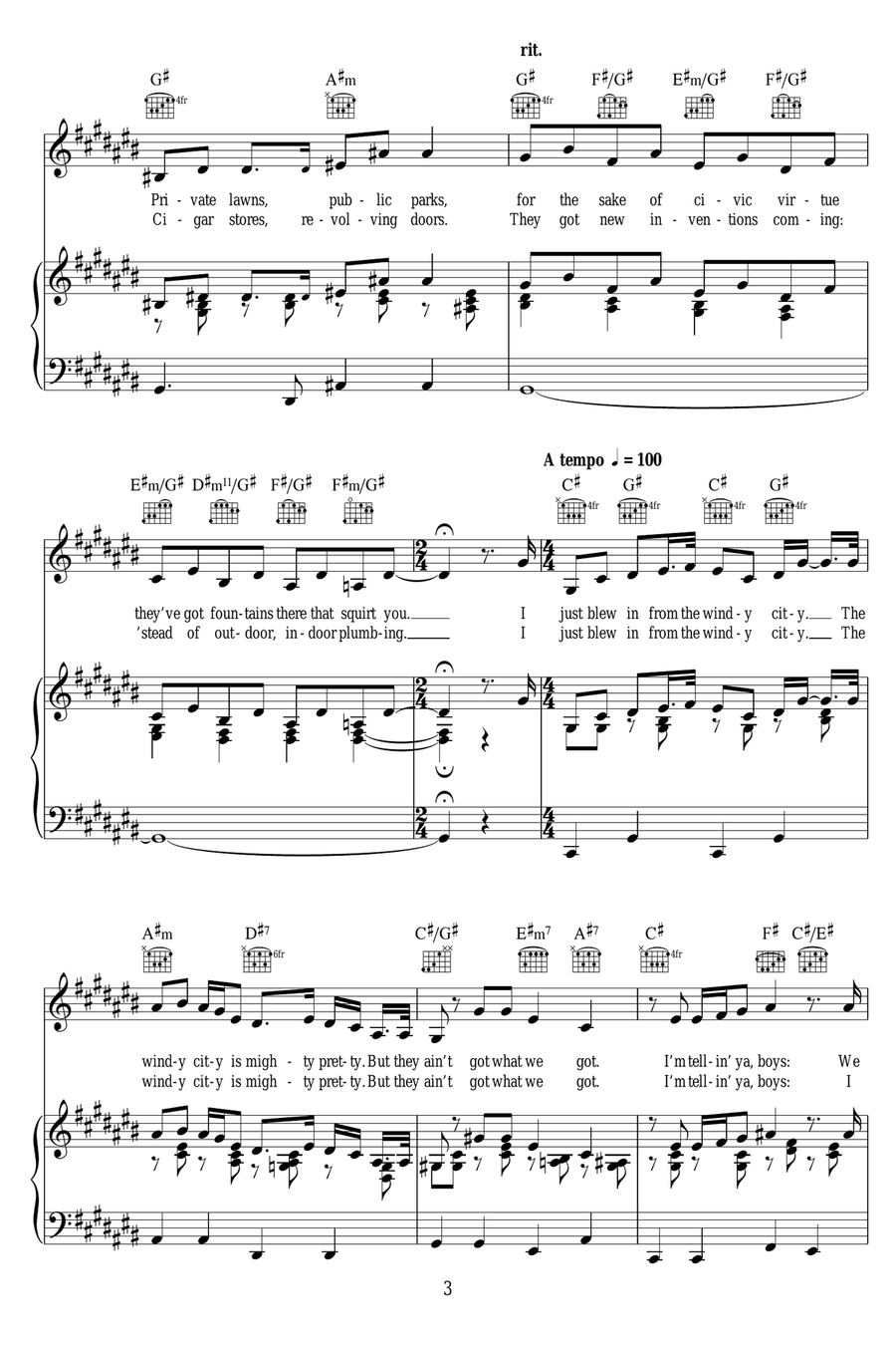 Just Blew In From The Windy City Piano, Vocal scores gallery preview page 3
