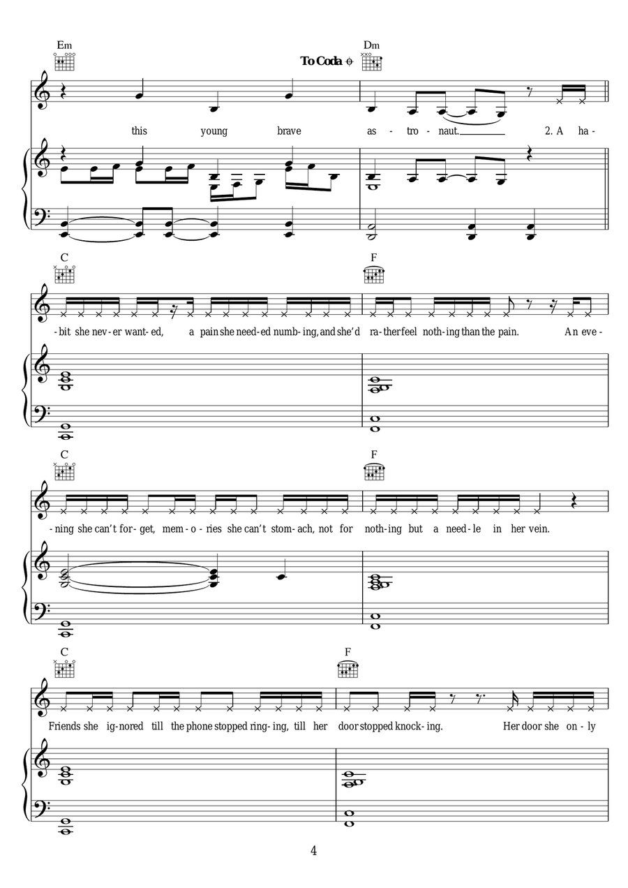 Astronaut (featuring Emeli Sande) Piano, Vocal scores gallery preview page 4