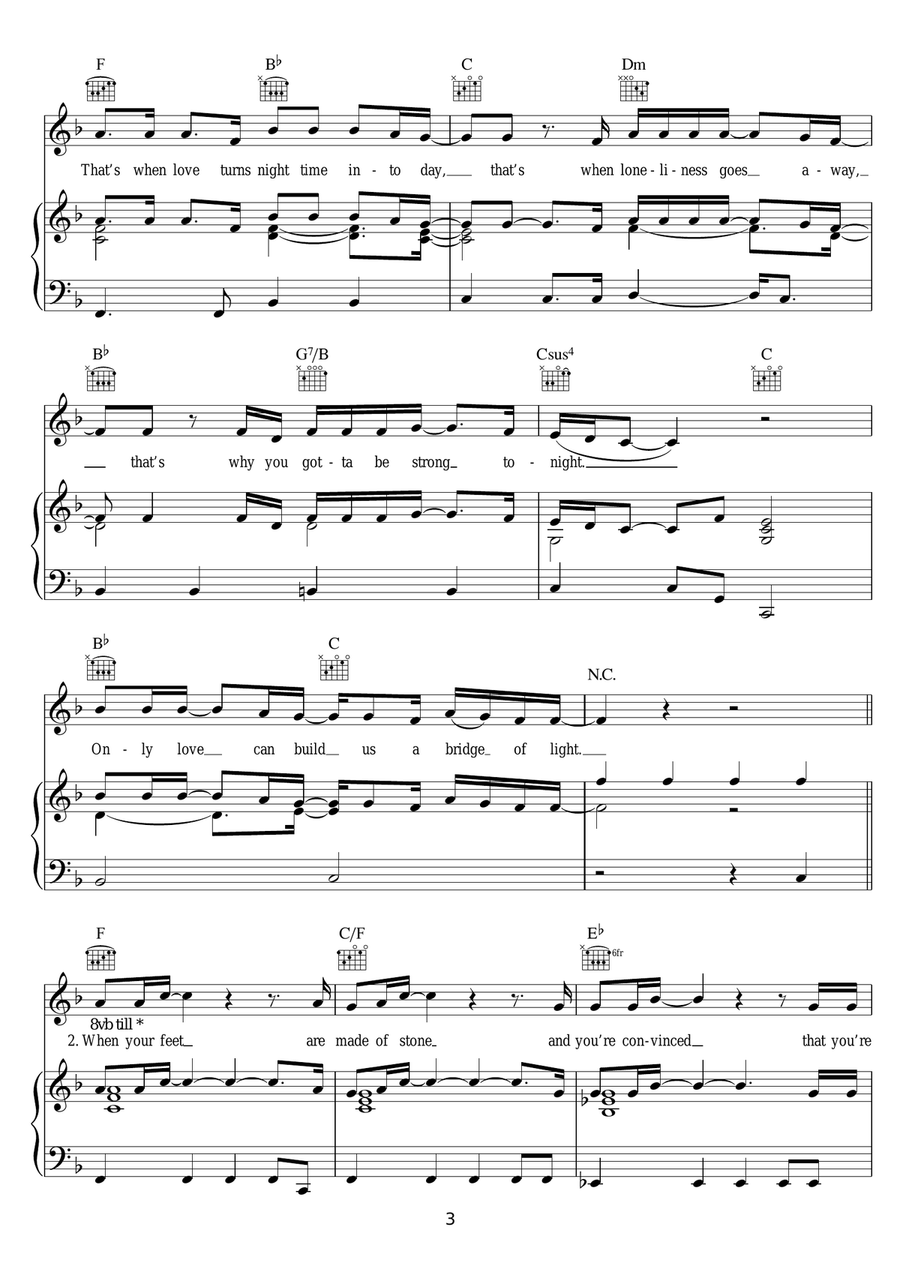 Bridge Of Light Bridge Of Light Piano, Vocal scores gallery preview page 3