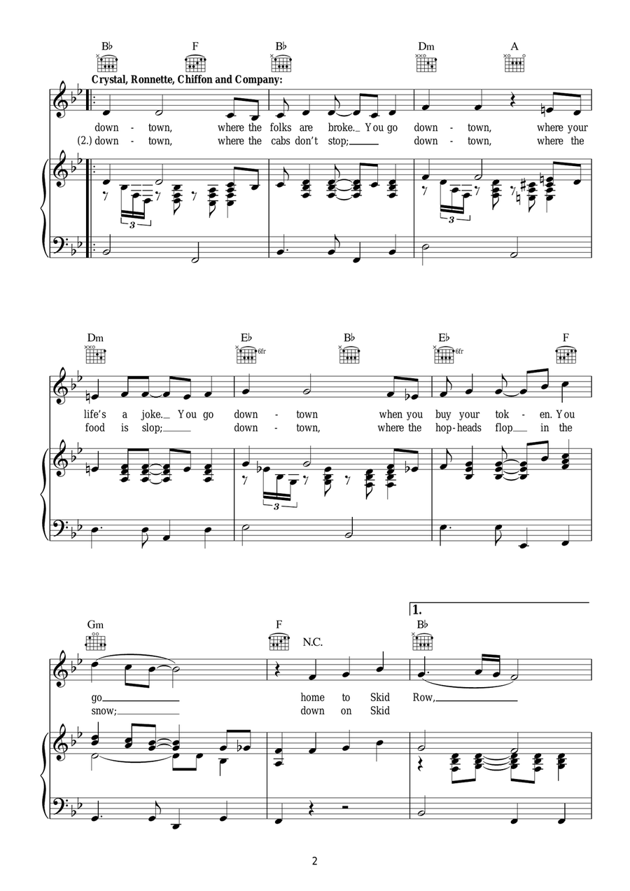 Skid Row (Downtown) (from Little Shop of Horrors) Piano, Vocal scores gallery preview page 2