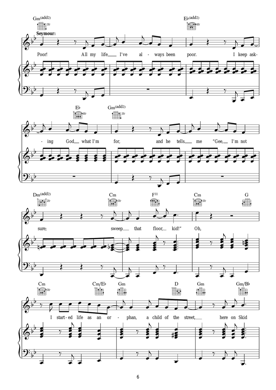 Skid Row (Downtown) (from Little Shop of Horrors) Piano, Vocal scores gallery preview page 6