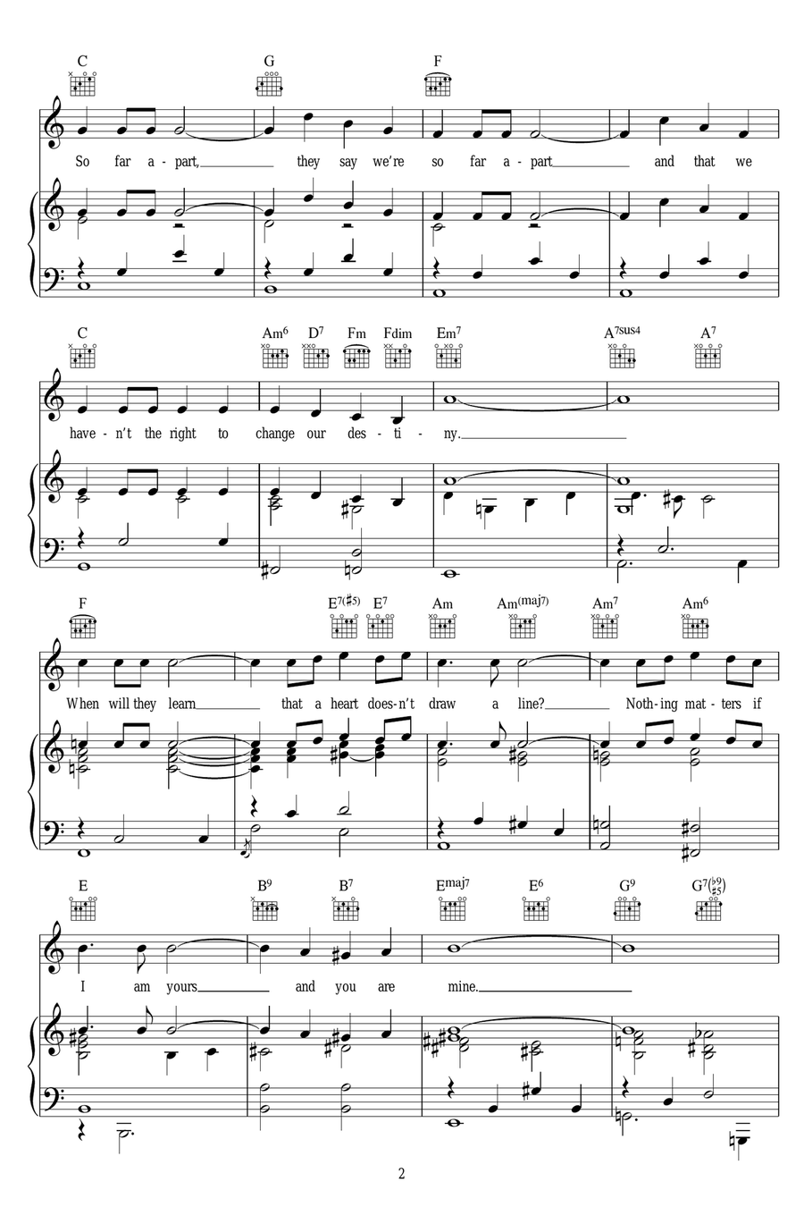 Two Different Worlds Piano, Vocal scores gallery preview page 2