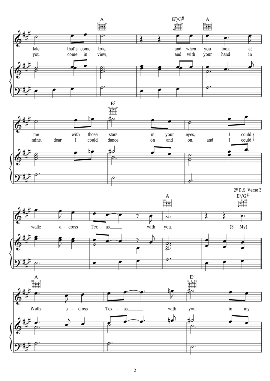 Waltz Across Texas Waltz Across Texas Piano, Vocal scores gallery preview page 2