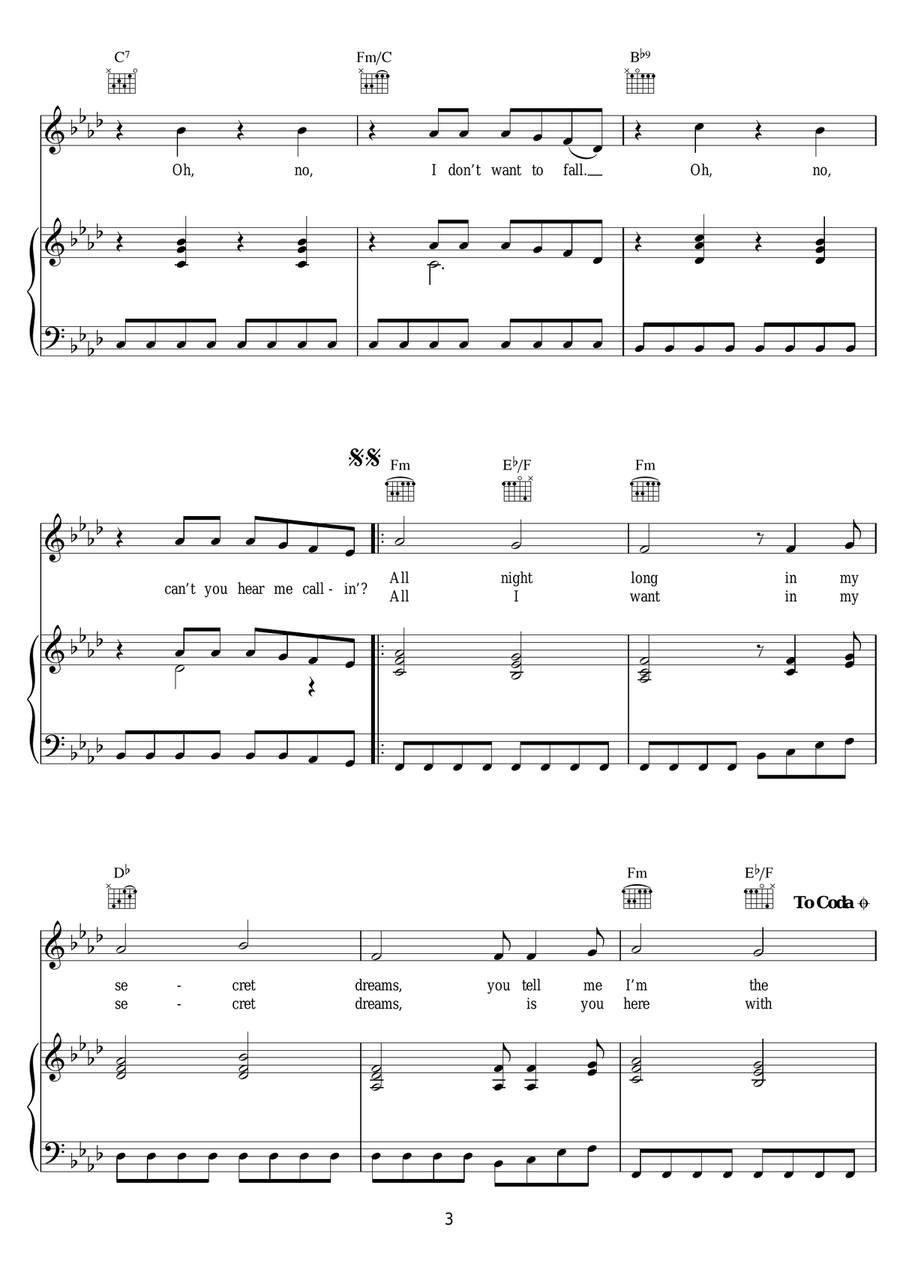 Secret Dreams Secret Dreams Piano, Vocal scores gallery preview page 3
