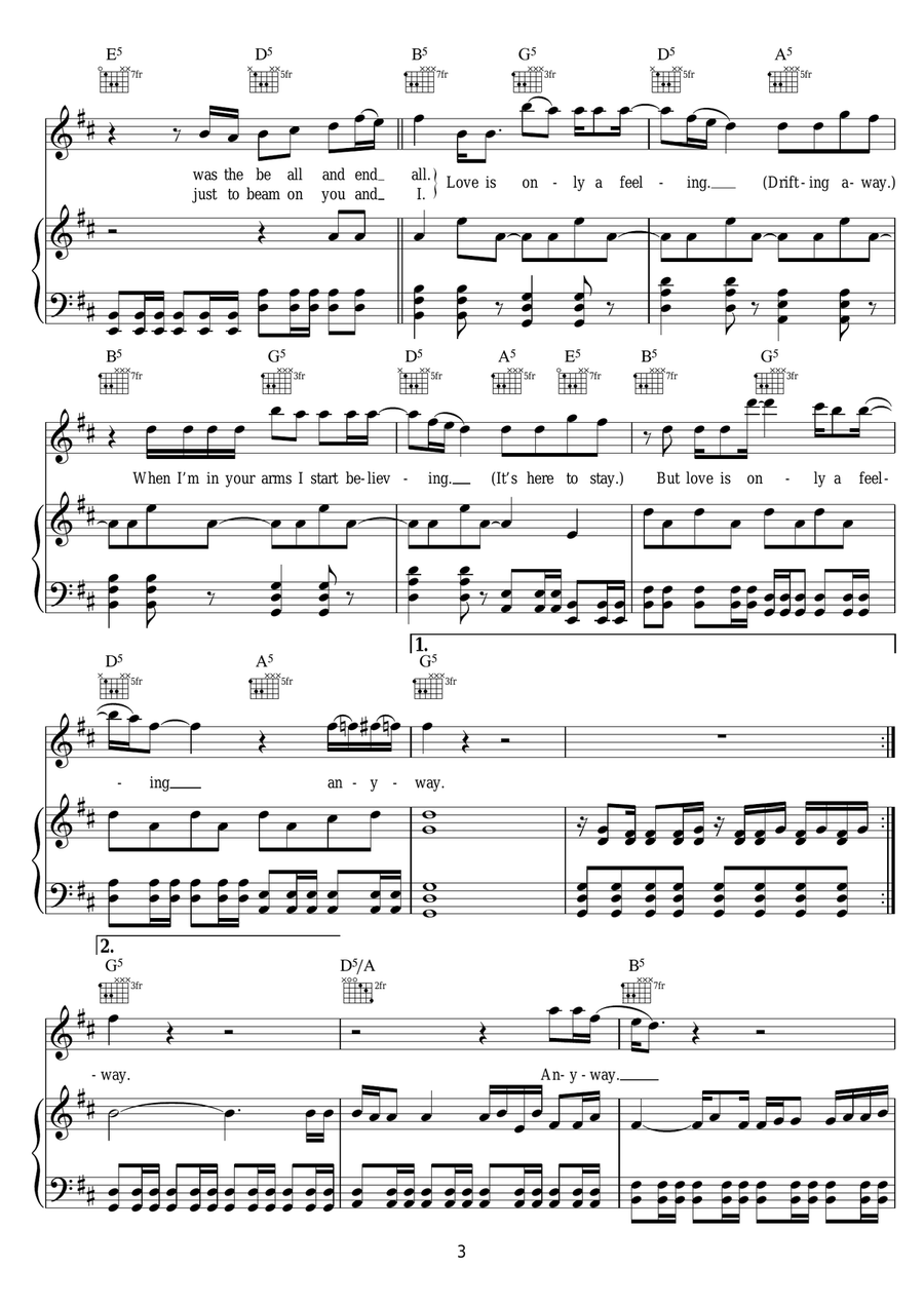 Love Is Only A Feeling Love Is Only A Feeling Piano, Vocal scores gallery preview page 3