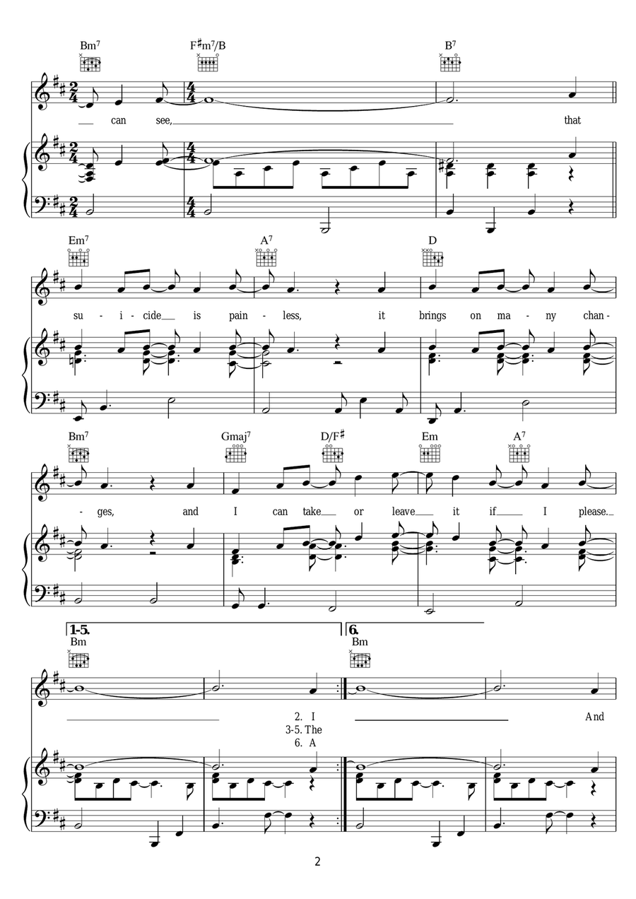 Song From M*A*S*H (Suicide Is Painless) Piano, Vocal scores gallery preview page 2
