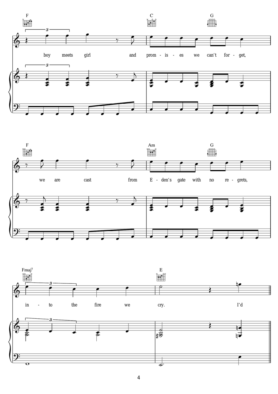 I'd Die For You I'd Die For You Piano, Vocal scores gallery preview page 4