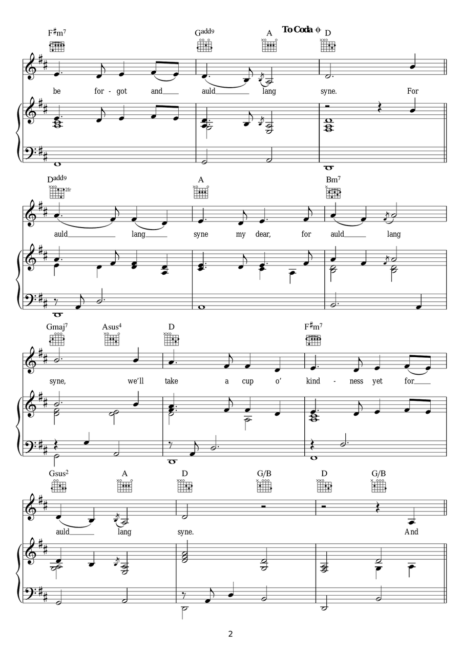 Auld Lang Syne Auld Lang Syne Piano, Vocal scores gallery preview page 2