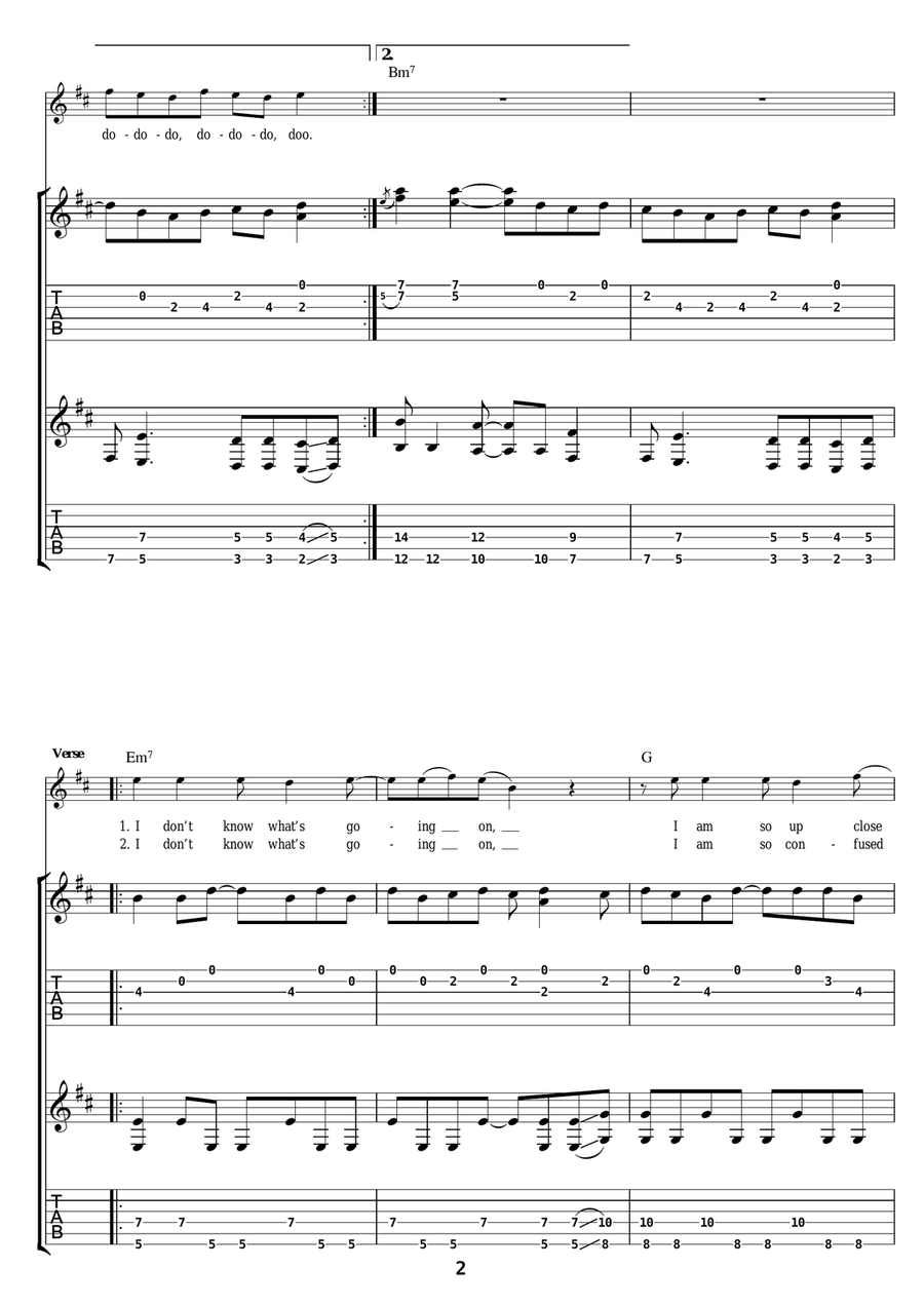 I Don't Know What's Going On Guitar Tablature scores gallery preview page 2