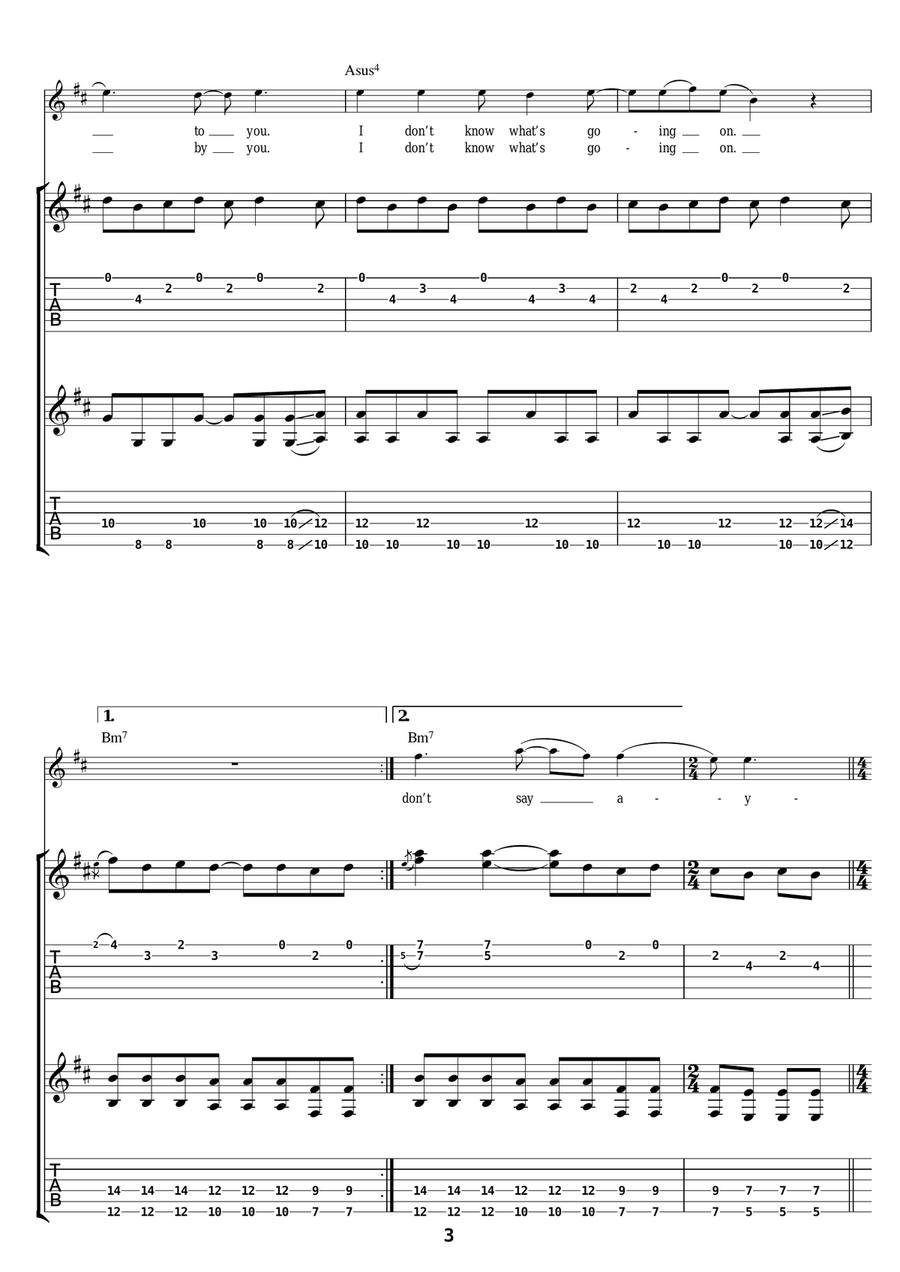 I Don't Know What's Going On Guitar Tablature scores gallery preview page 3
