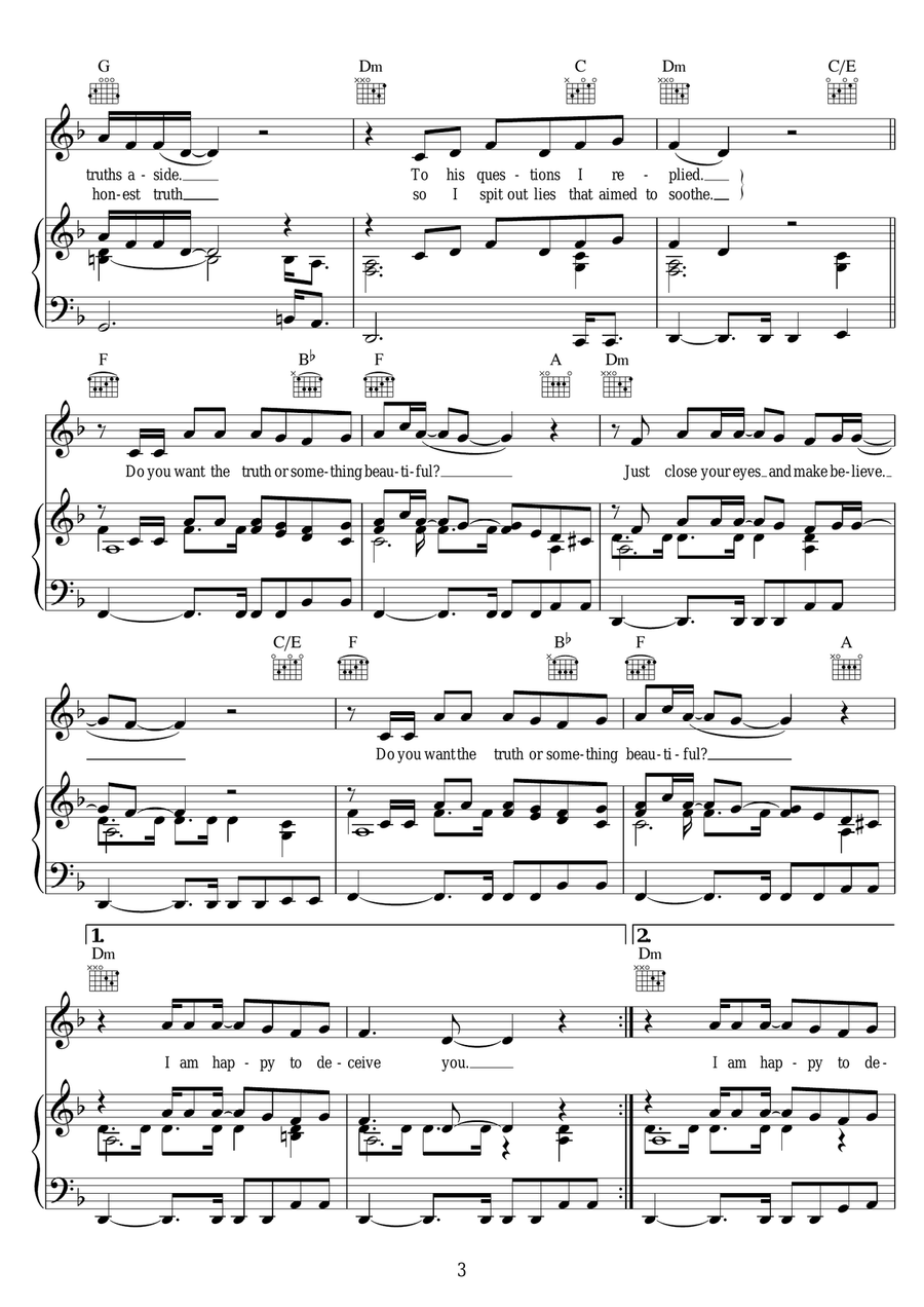 Do You Want The Truth Or Something Beautiful? Piano, Vocal scores gallery preview page 3