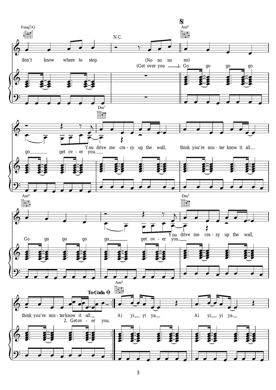 Get Over You Get Over You Piano, Vocal scores gallery preview page 3