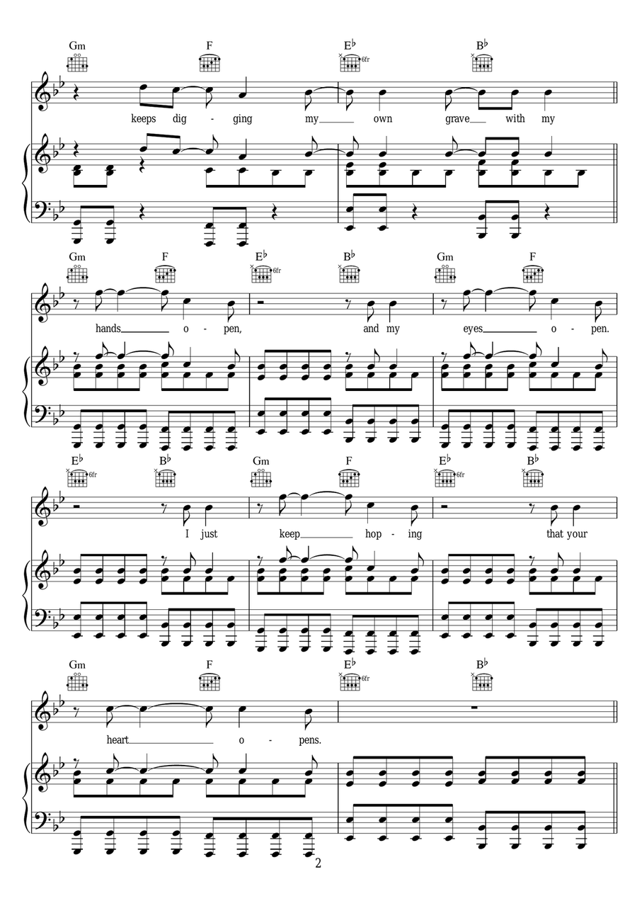 Hands Open Hands Open Piano, Vocal scores gallery preview page 2
