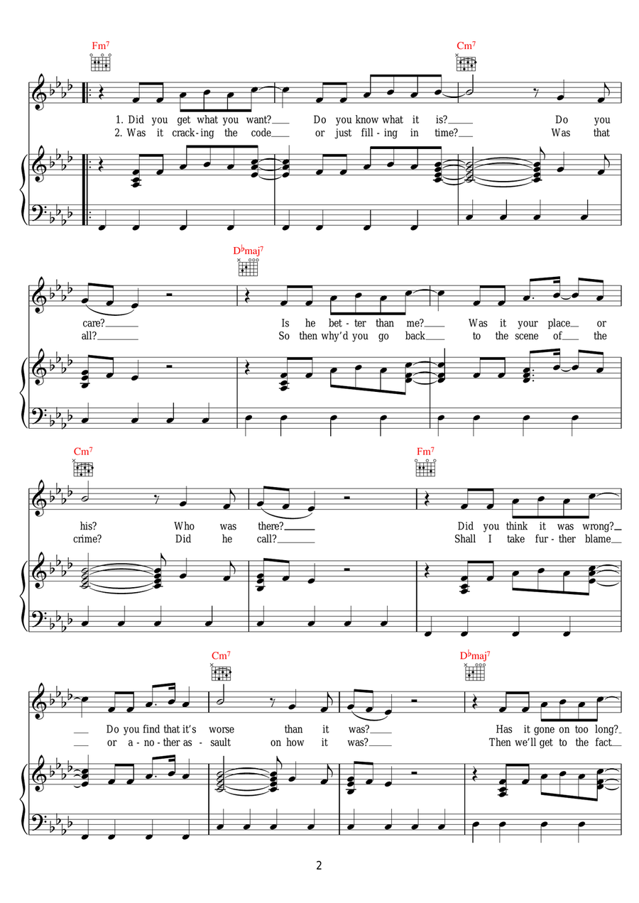 I Don't Know What You Want But I Can't Give It Anymore Piano, Vocal scores gallery preview page 2
