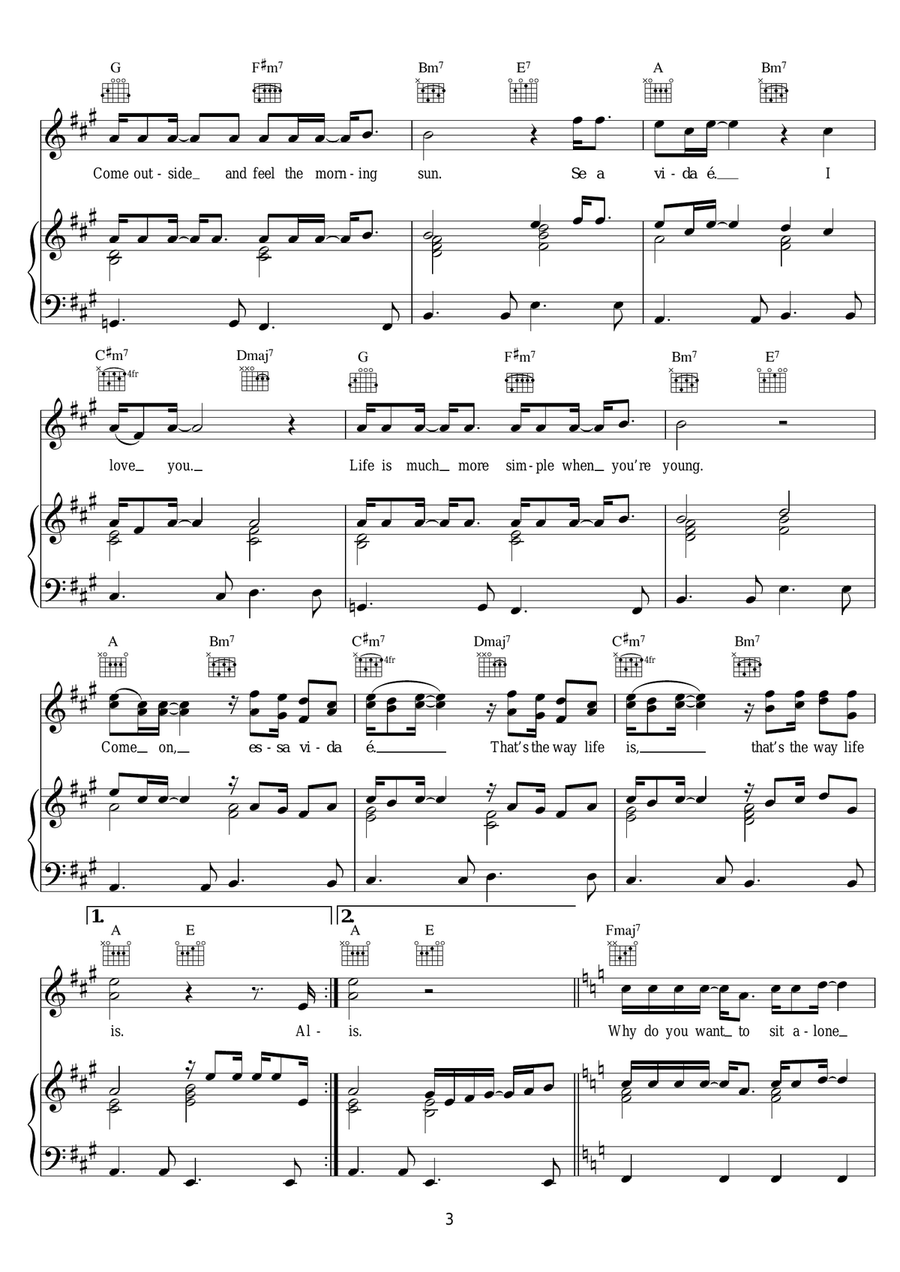 Se a vida e (That's The Way Life Is) Piano, Vocal scores gallery preview page 3