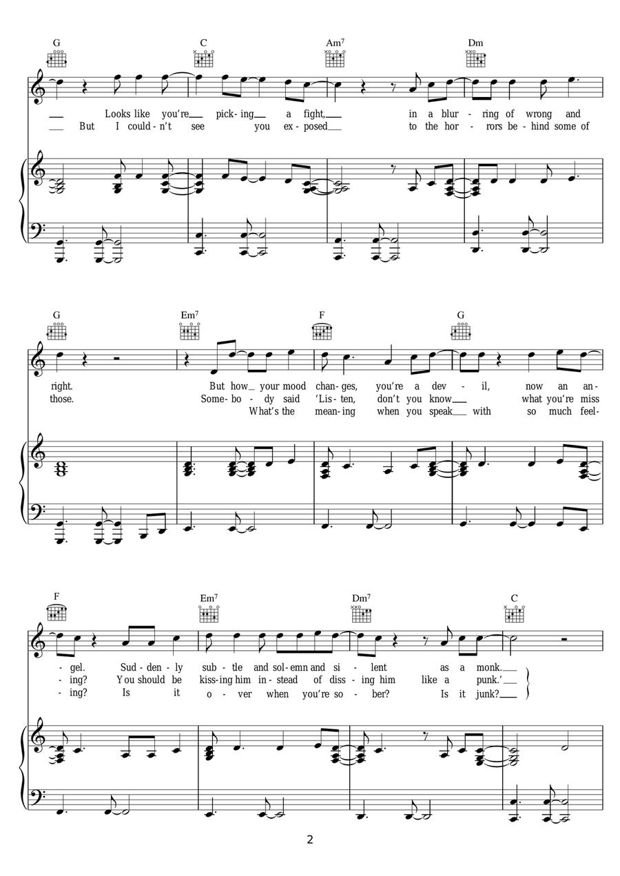 You Only Tell Me You Love Me When You're Drunk Piano, Vocal scores gallery preview page 2