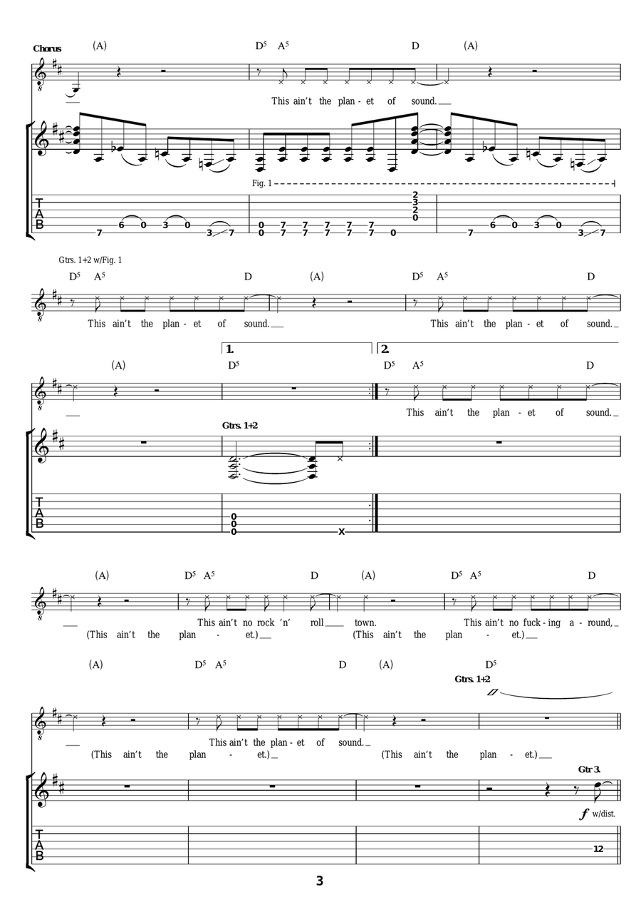 Planet Of Sound Planet Of Sound Guitar Tablature scores gallery preview page 3