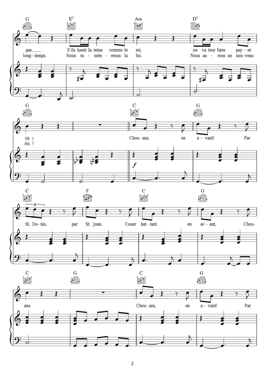 Chouans, En Avant Chouans, En Avant Piano, Vocal scores gallery preview page 2
