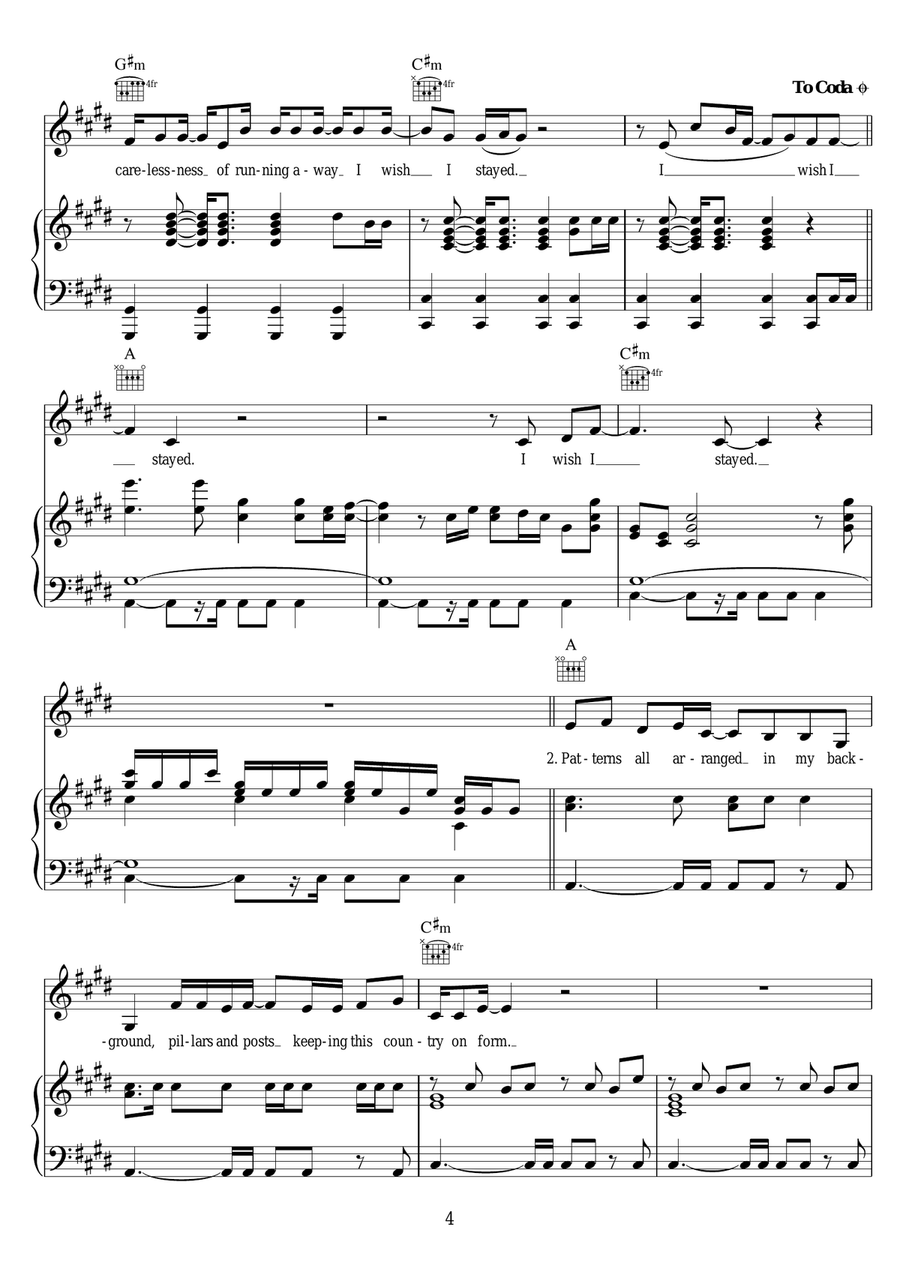 Wish I Stayed Wish I Stayed Piano, Vocal scores gallery preview page 4