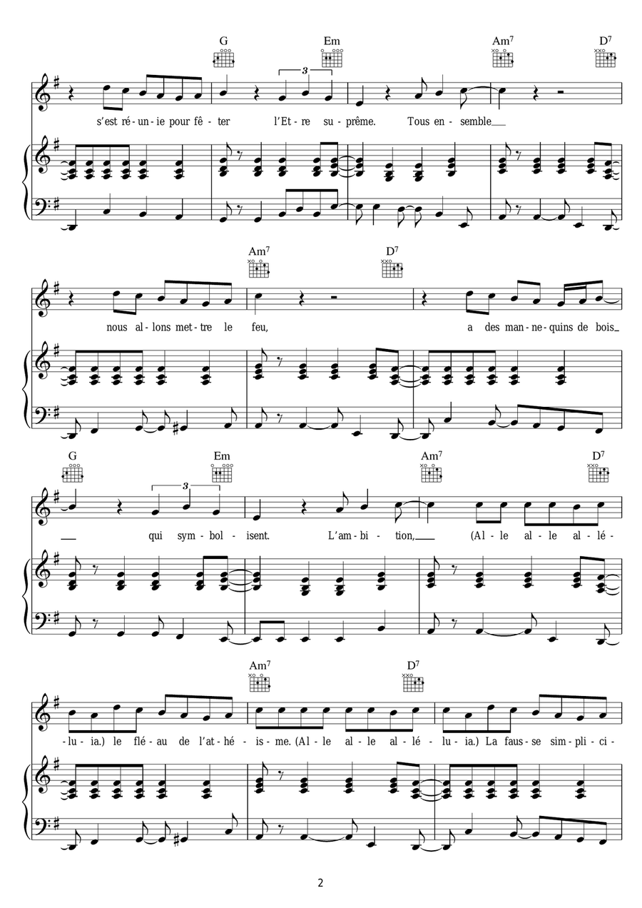 La Fete De L'Etre Supreme Piano, Vocal scores gallery preview page 2