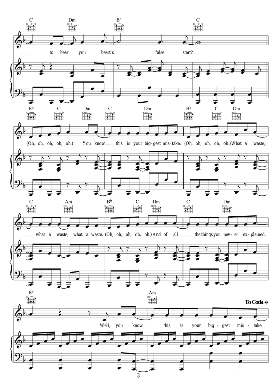 Your Biggest Mistake Your Biggest Mistake Piano, Vocal scores gallery preview page 3