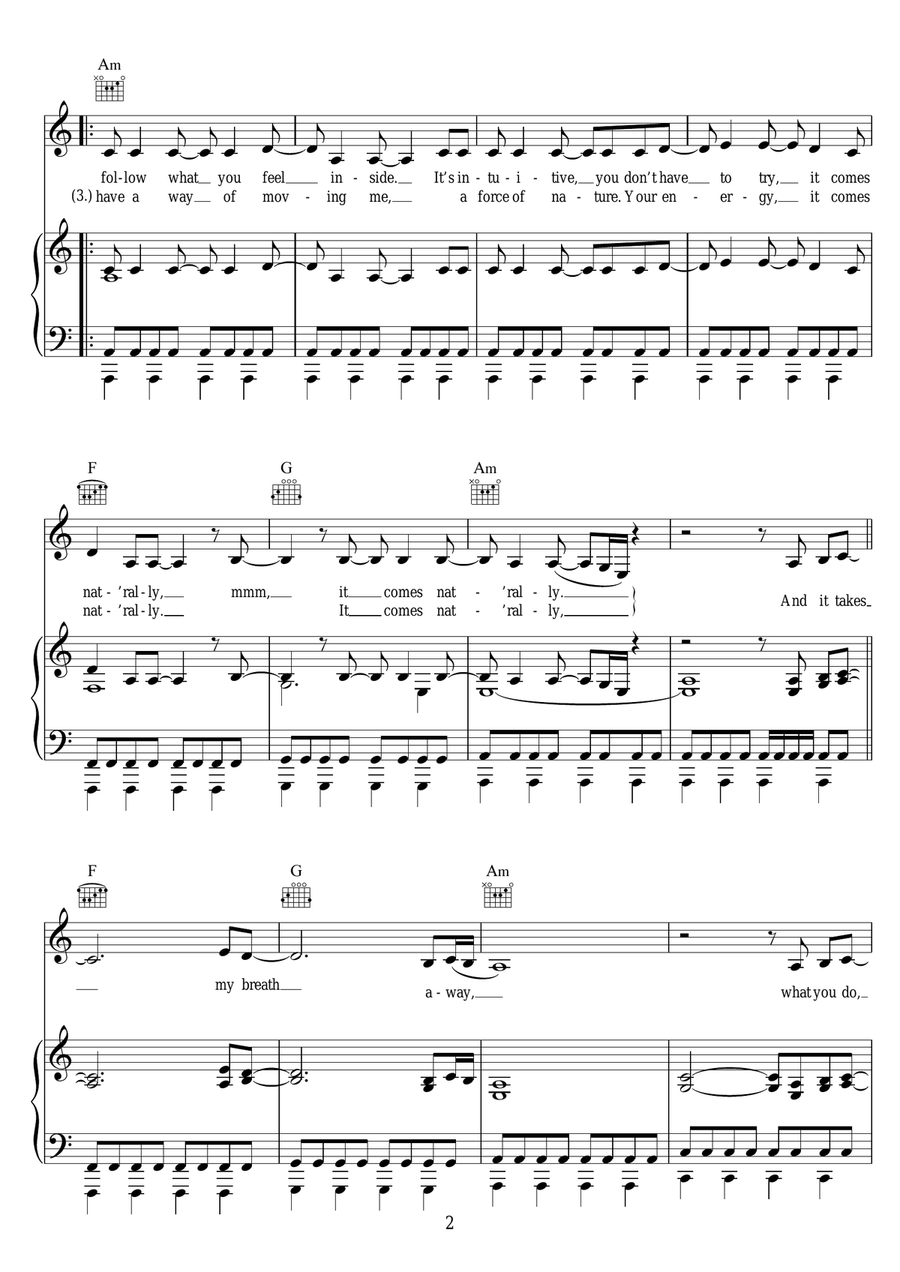 Naturally Naturally Piano, Vocal scores gallery preview page 2