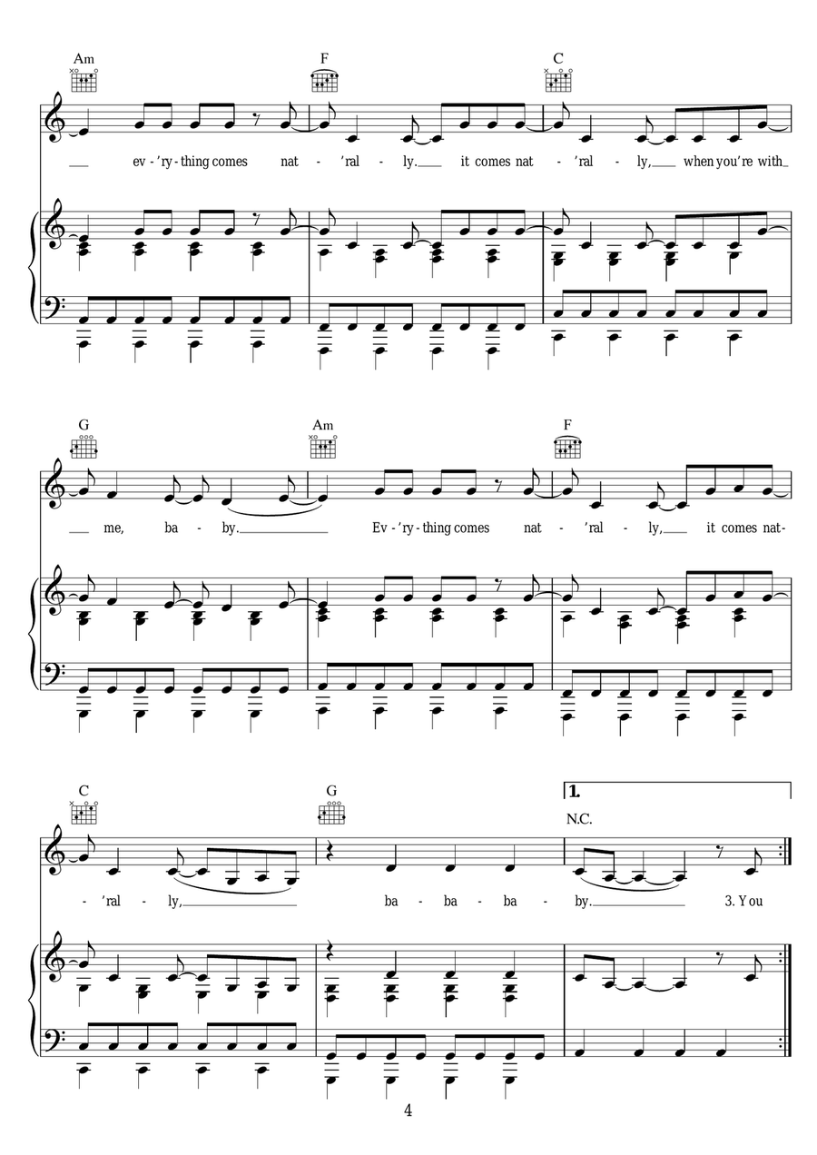 Naturally Naturally Piano, Vocal scores gallery preview page 4
