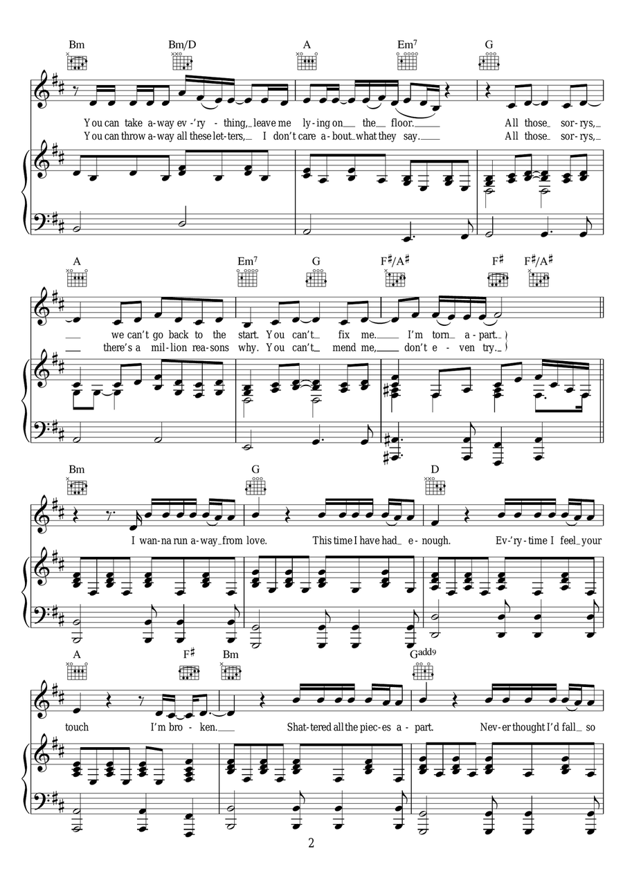 Broken Broken Piano, Vocal scores gallery preview page 2