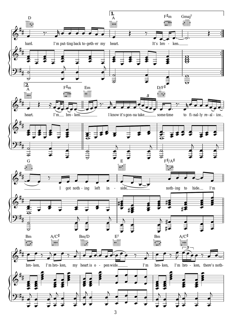 Broken Broken Piano, Vocal scores gallery preview page 3