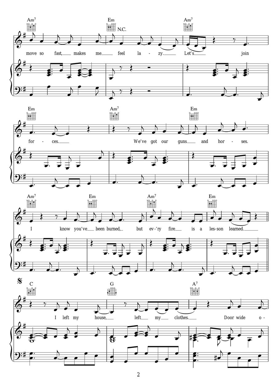 Guns And Horses Guns And Horses Piano, Vocal scores gallery preview page 2