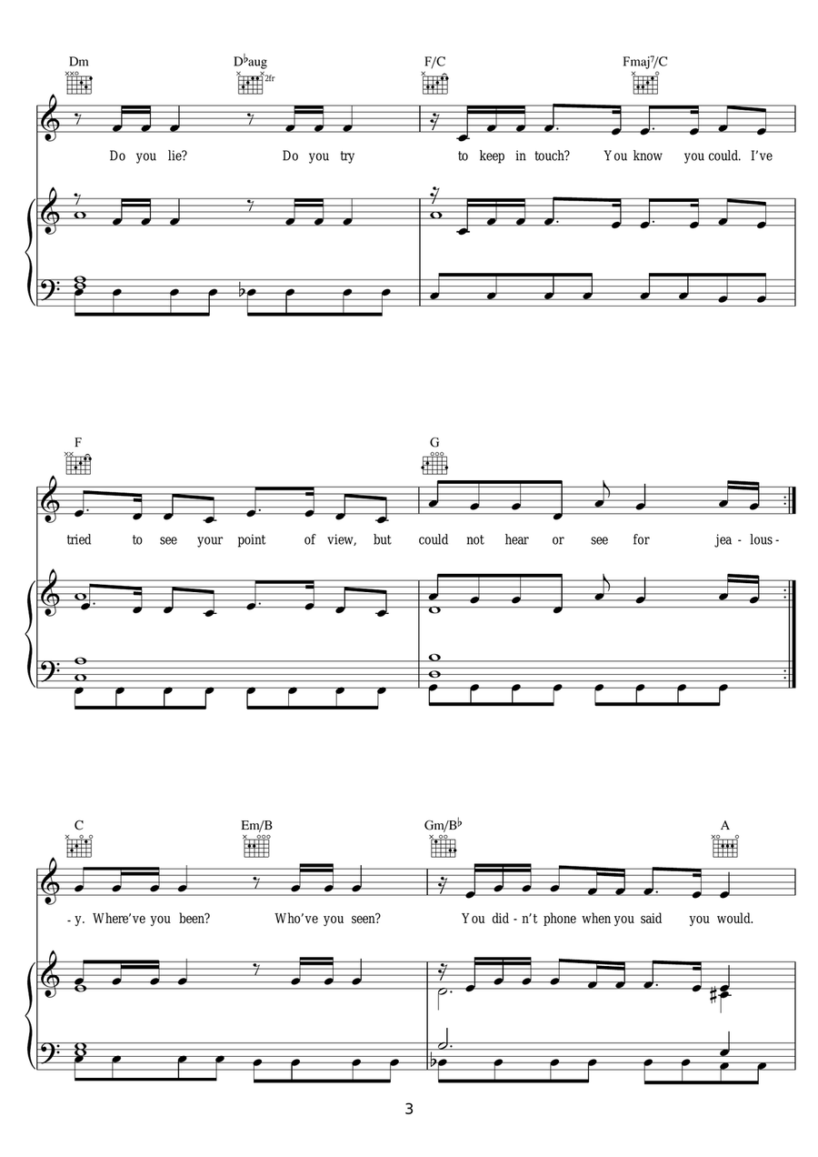 Jealousy Jealousy Piano, Vocal scores gallery preview page 3
