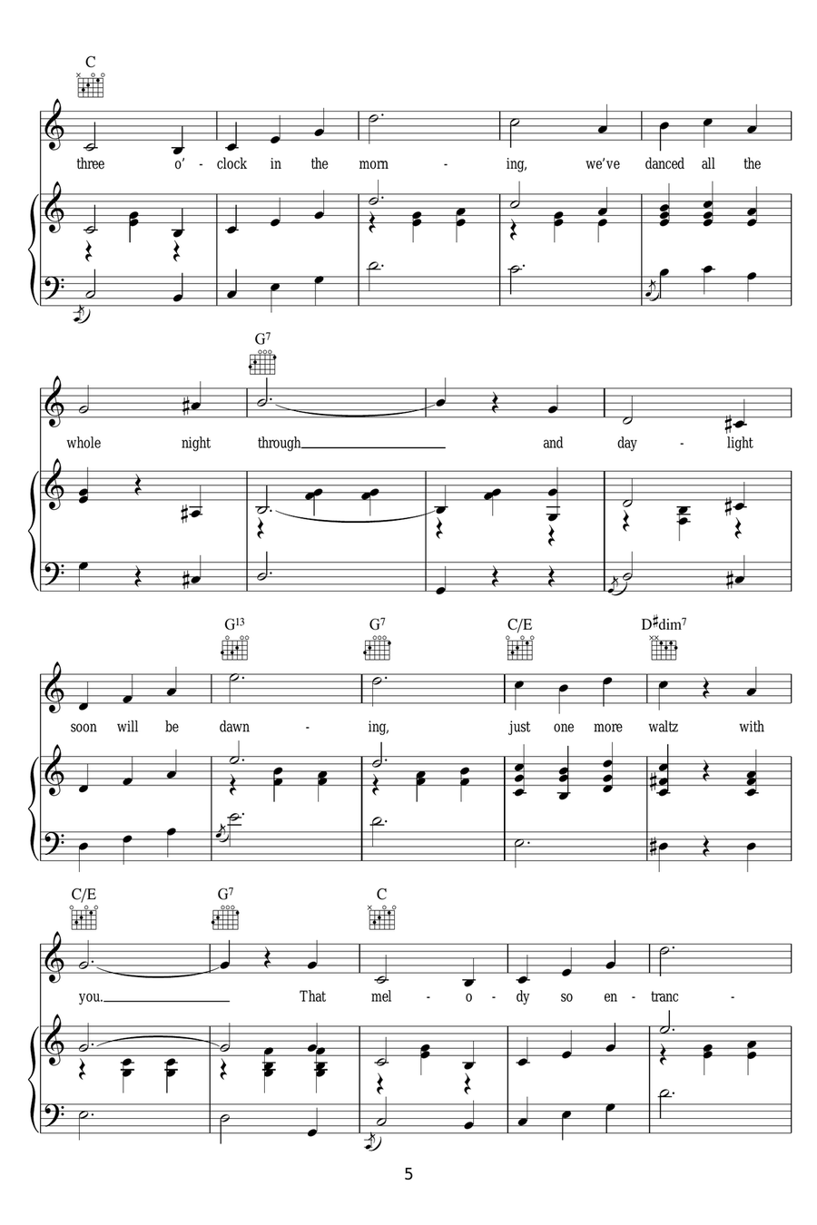 Three O'Clock In The Morning Piano, Vocal scores gallery preview page 5