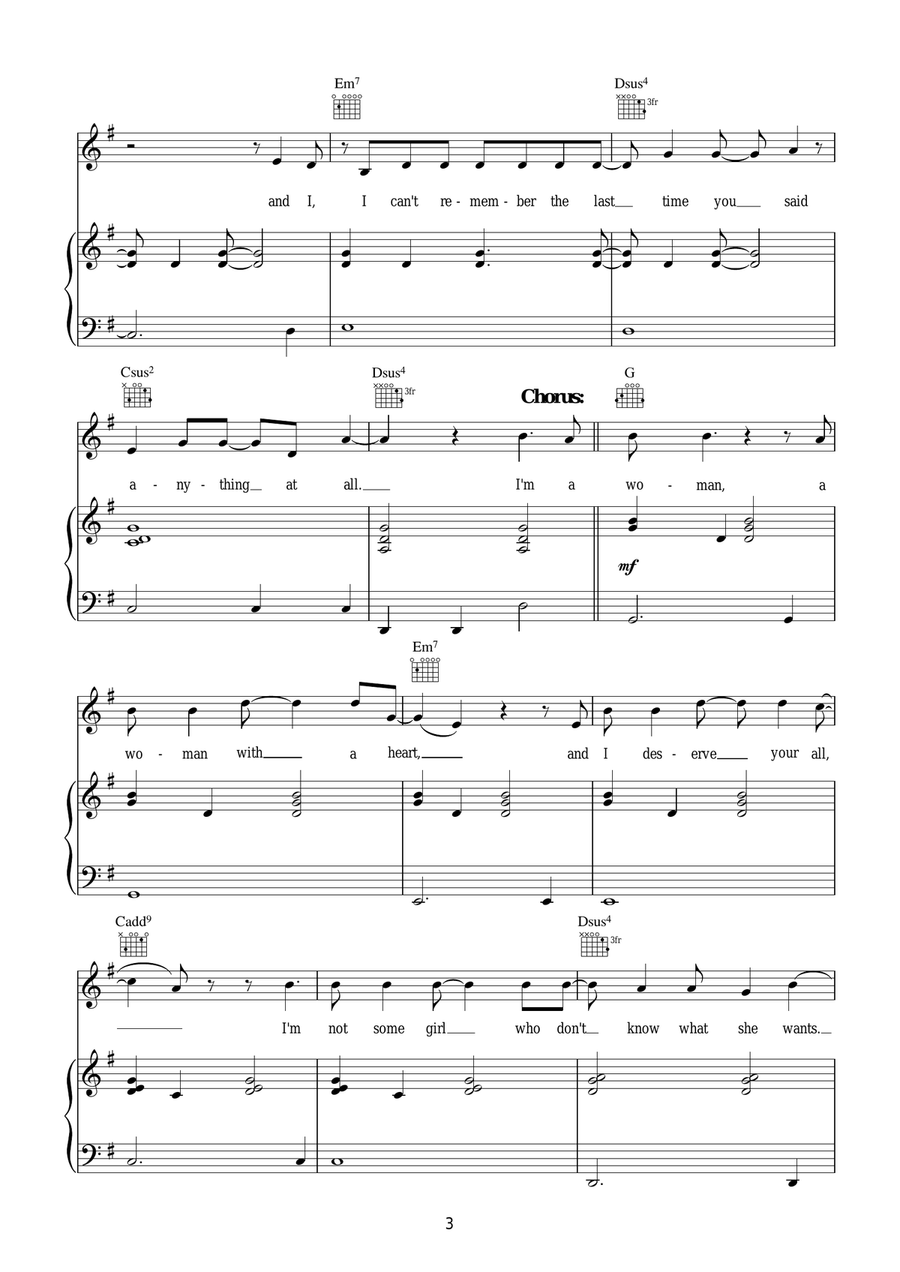 Woman Woman Piano, Vocal scores gallery preview page 3