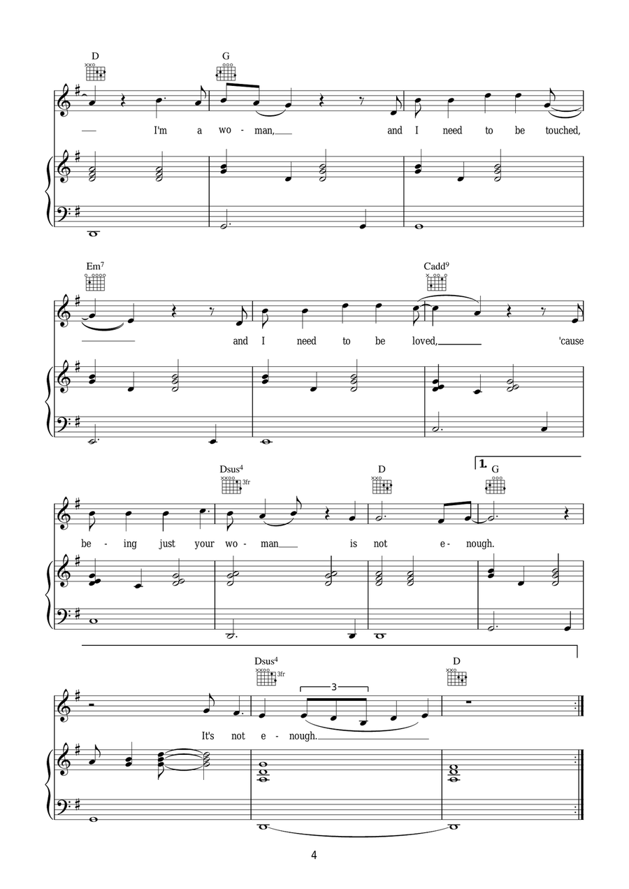 Woman Woman Piano, Vocal scores gallery preview page 4
