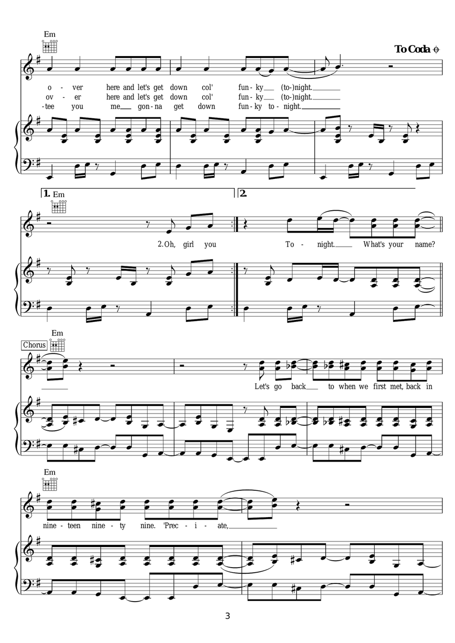 Funky Tonight Funky Tonight Piano, Vocal scores gallery preview page 3