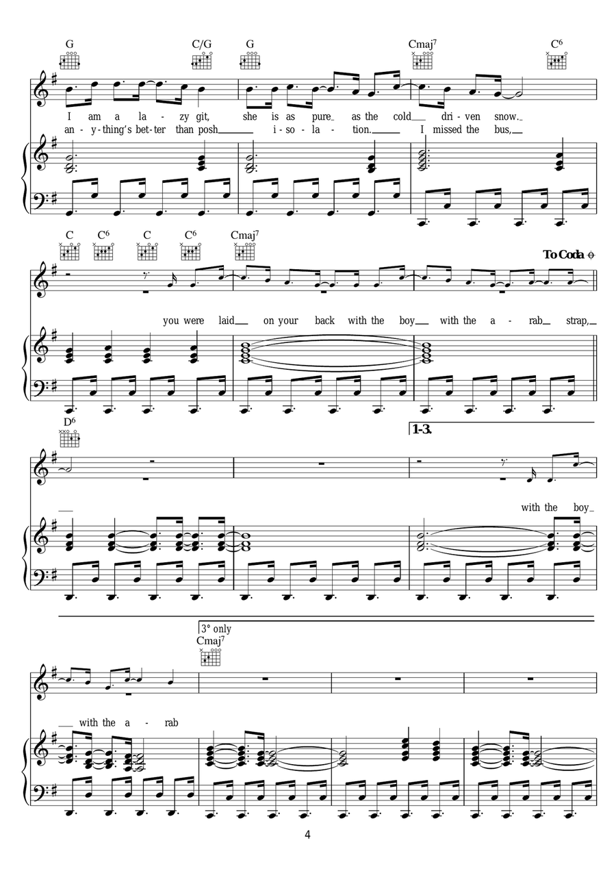 The Boy With The Arab Strap Piano, Vocal scores gallery preview page 4