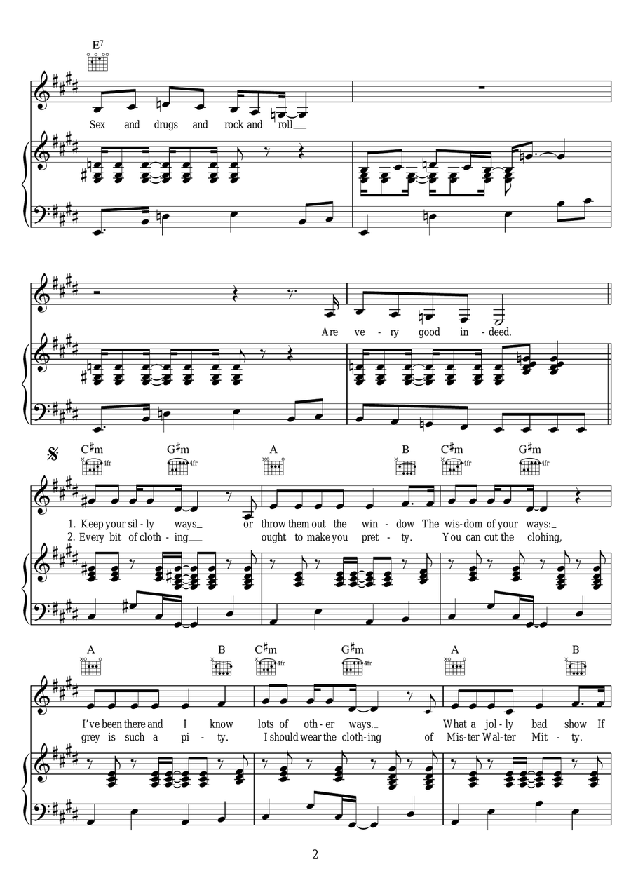 Sex And Drugs And Rock And Roll Piano, Vocal scores gallery preview page 2