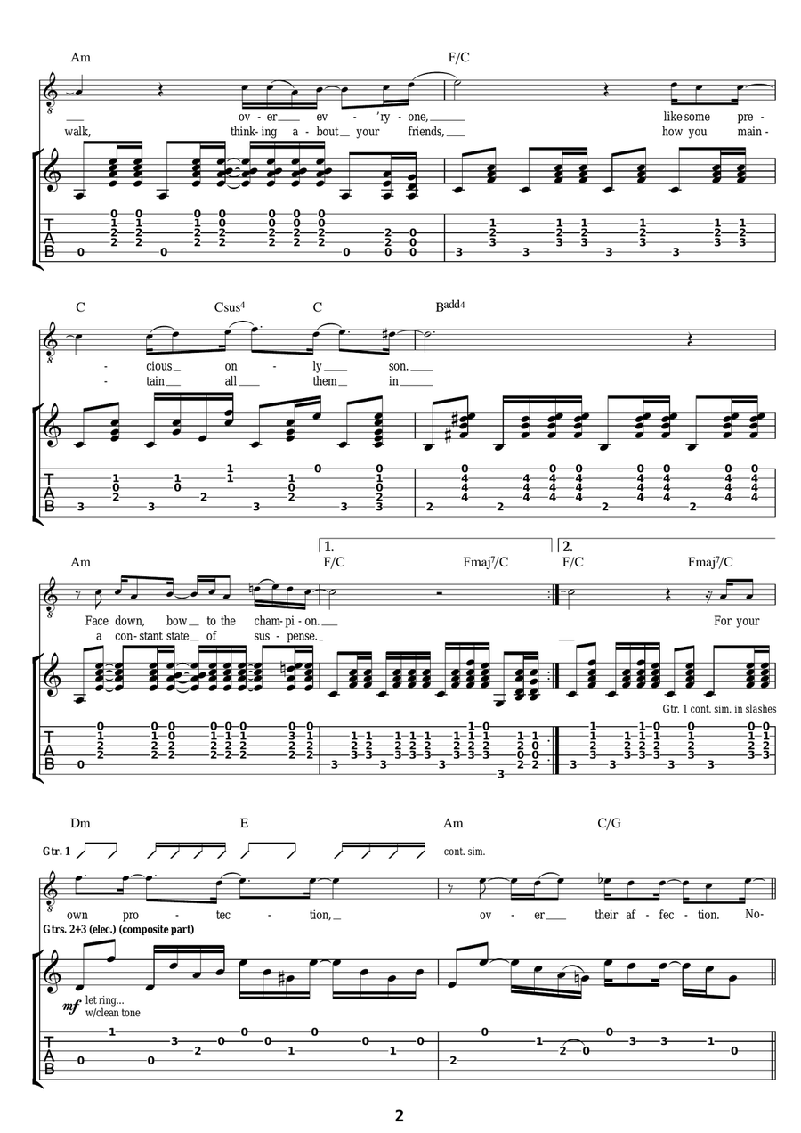 Alameda Alameda Guitar Tablature scores gallery preview page 2