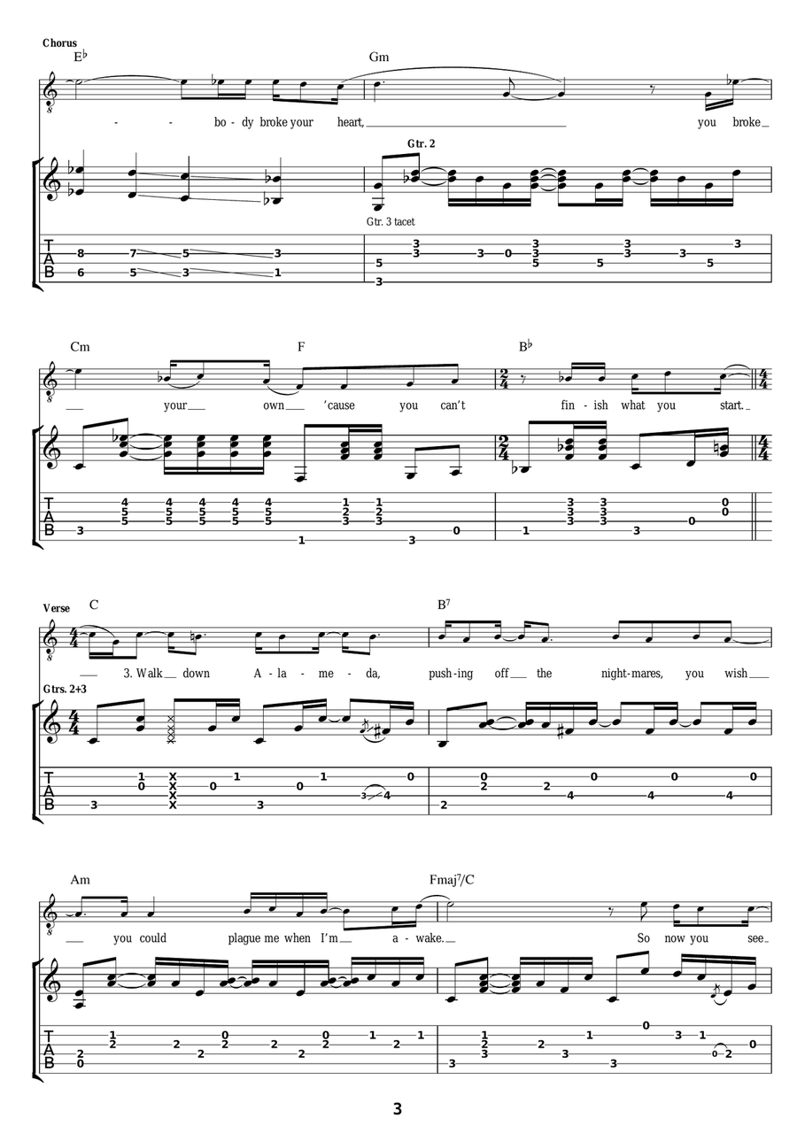 Alameda Alameda Guitar Tablature scores gallery preview page 3