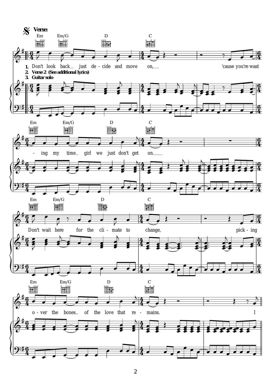 Long Way To Go Long Way To Go Piano, Vocal scores gallery preview page 2